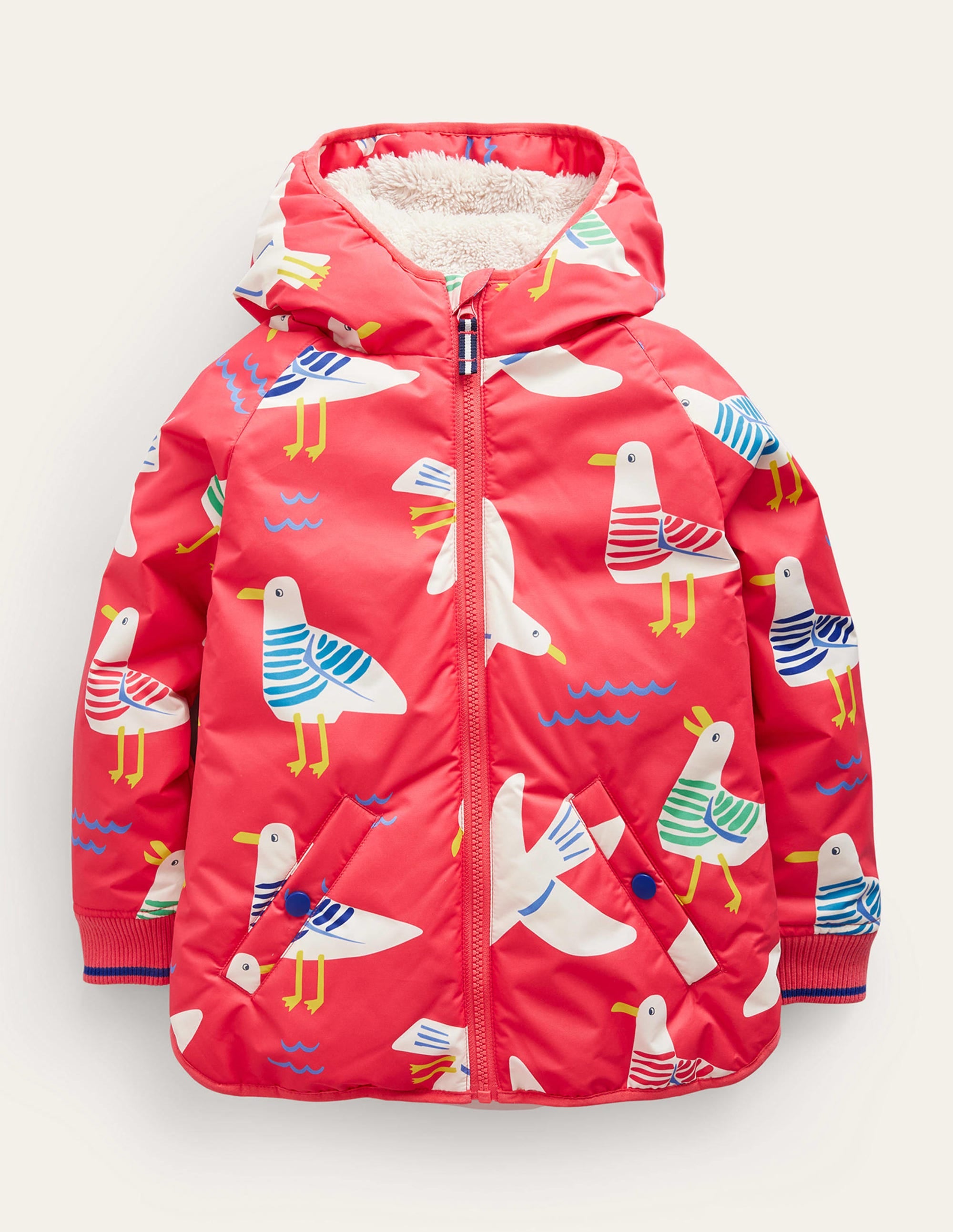 Sherpa Lined Anorak-Jam Red Seagulls - Image 1