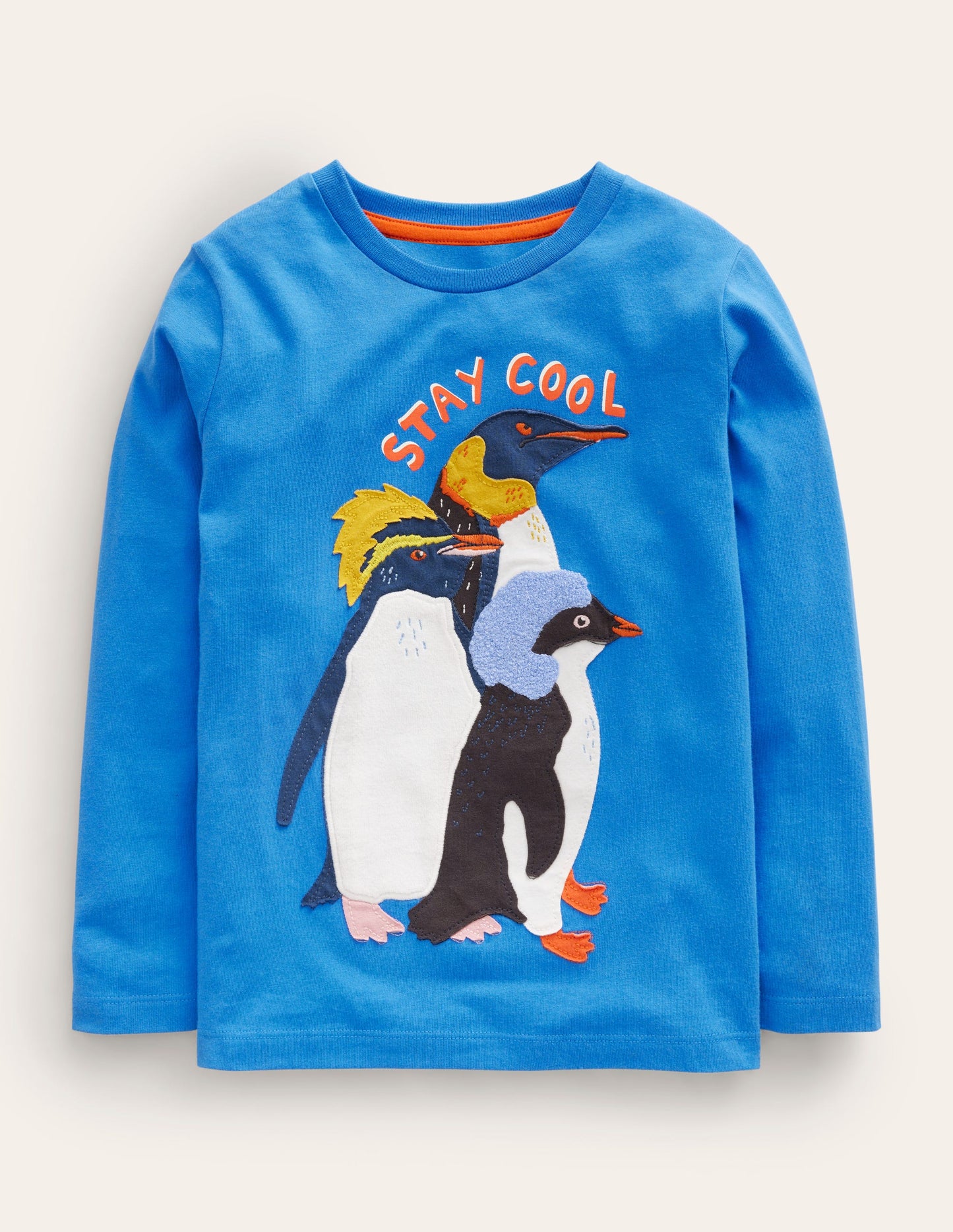 Penguin Appliqué T-shirt-Cabana Blue Penguin