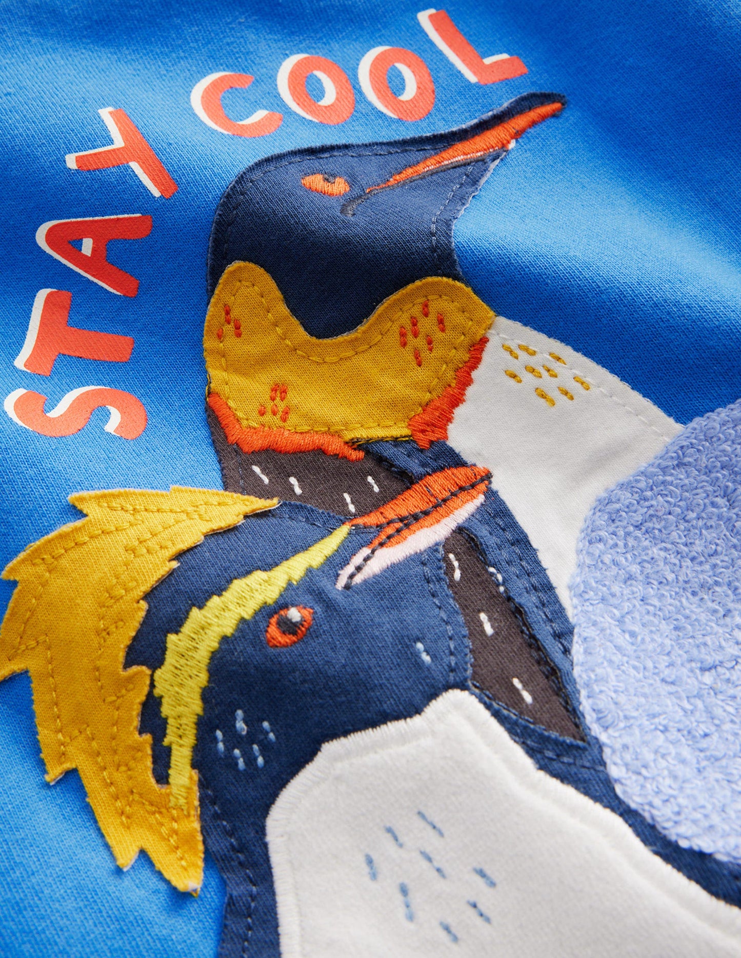 Penguin Appliqué T-shirt-Cabana Blue Penguin