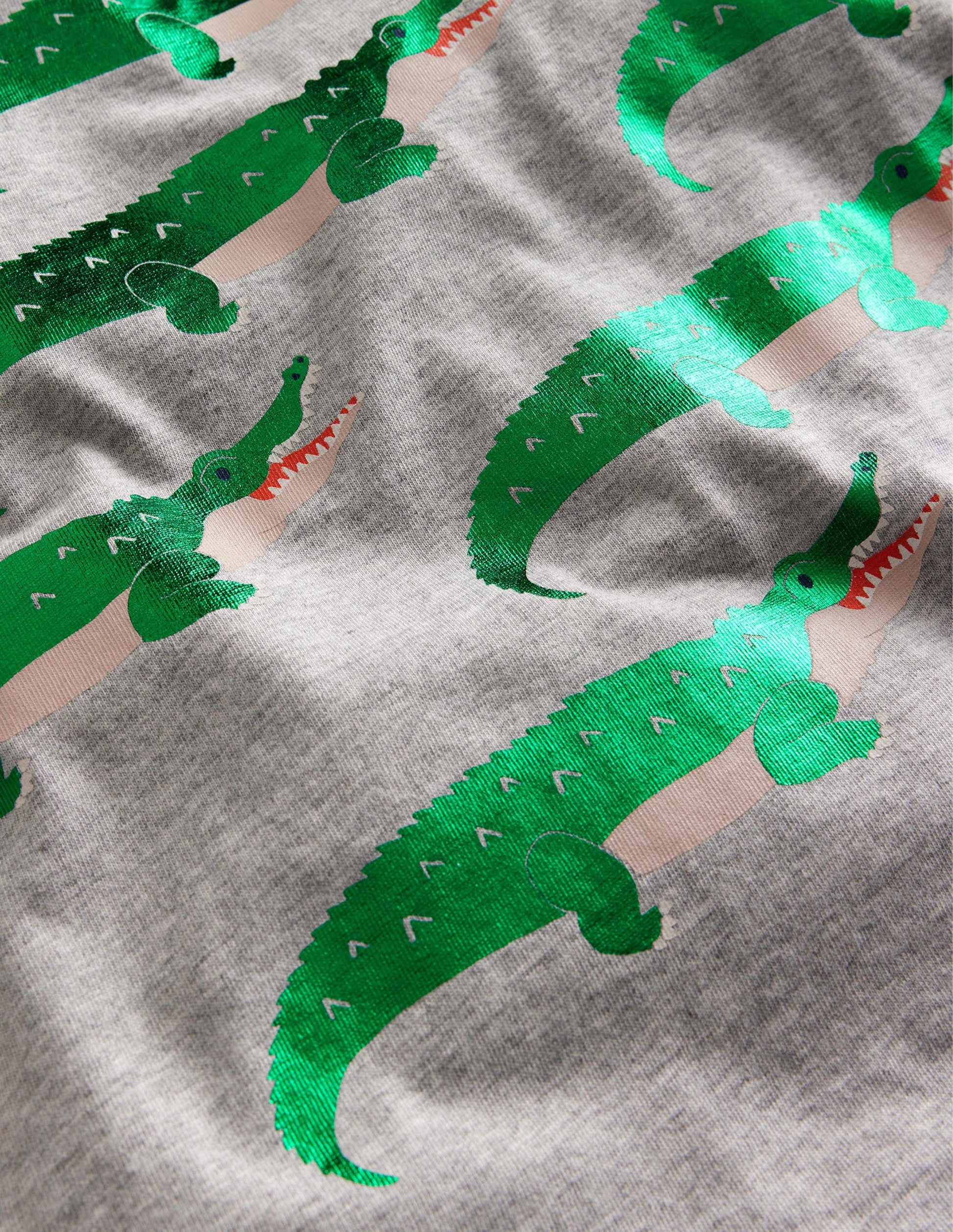 Foil printed T-shirt-Grey Marl Crocodile-3
