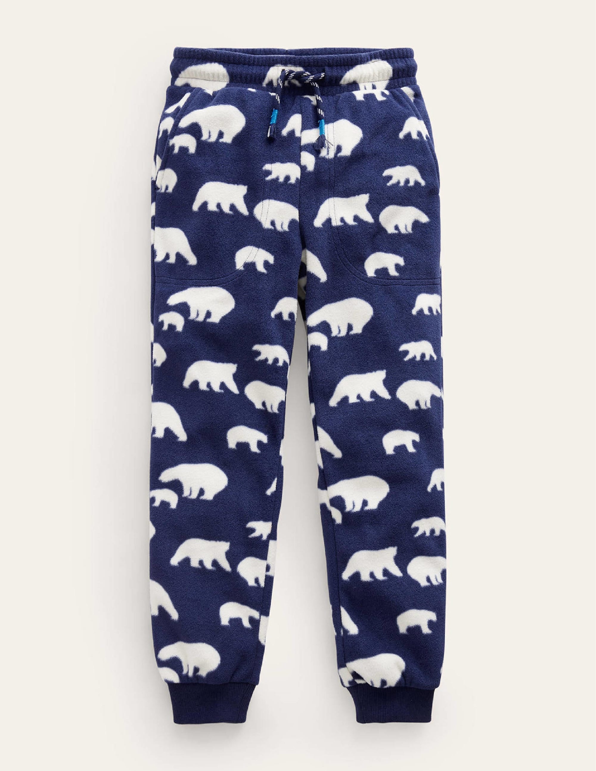 Printed Fleece Joggers-College Navy Polar Bear - Image 1