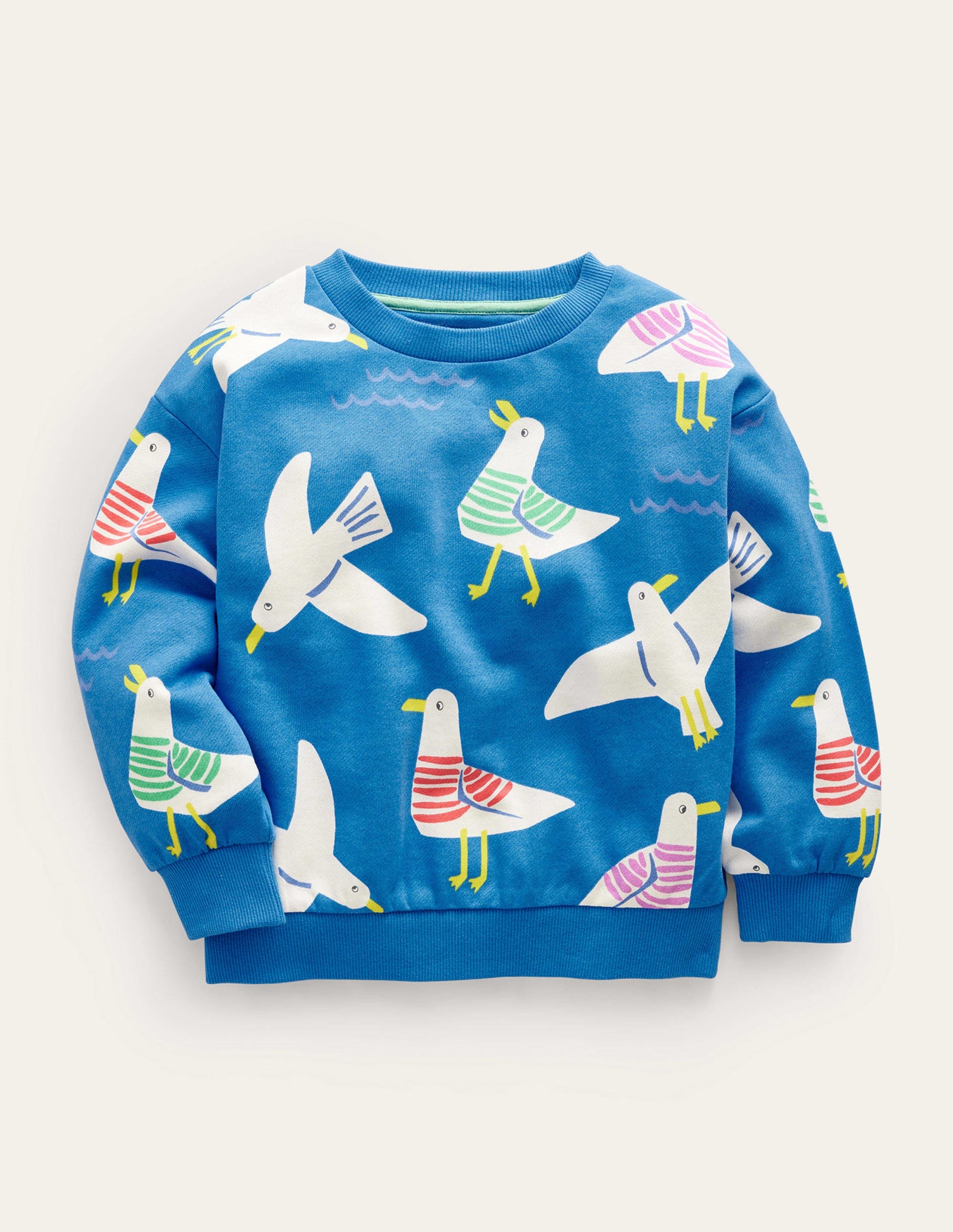 Supersoft Printed Sweatshirt-Greek Blue Seagulls-1
