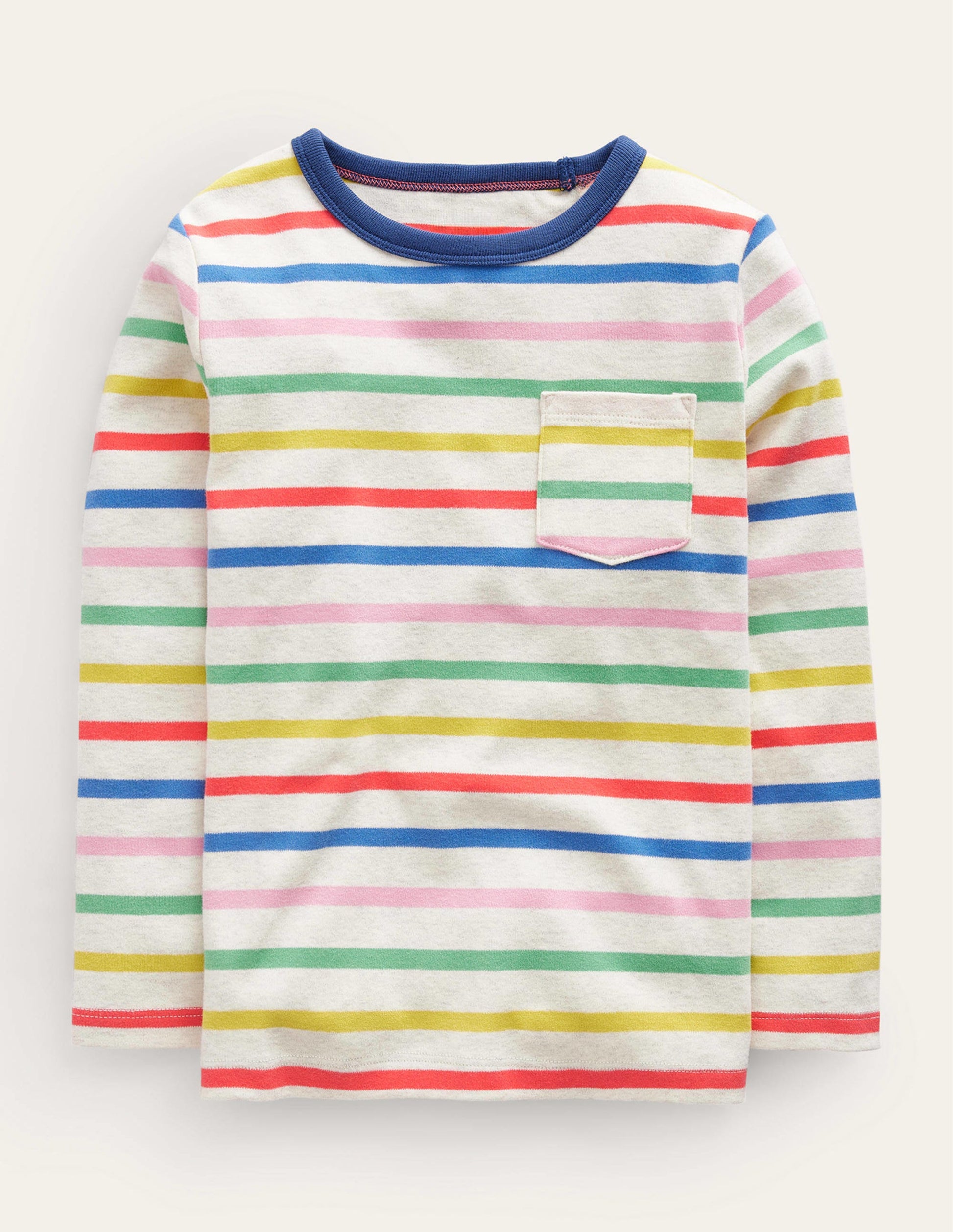 Supersoft Long Sleeve T-shirt-Oatmeal Marl/ Multi Stripe-1