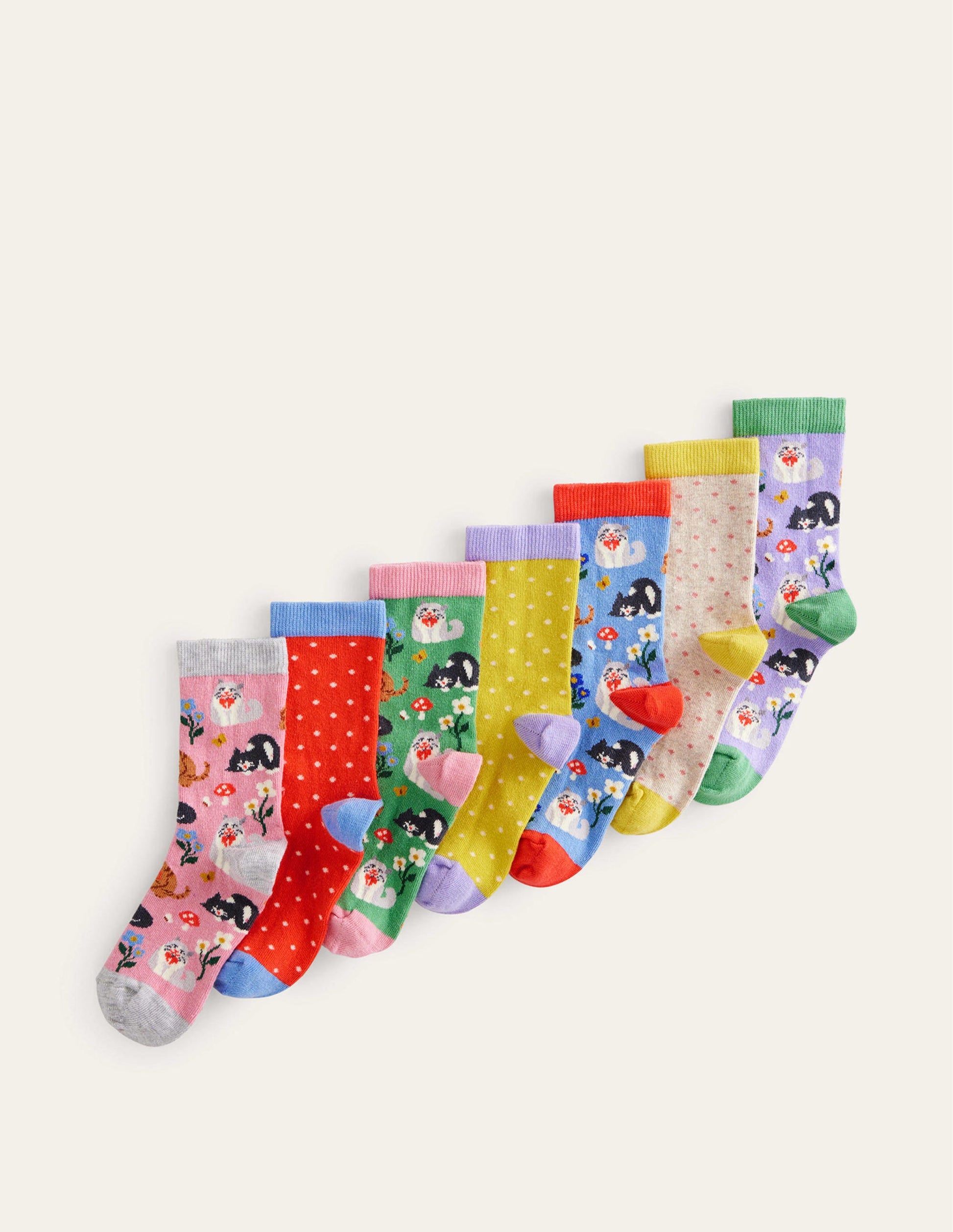 Socks 7 Pack-Multi Cats-1