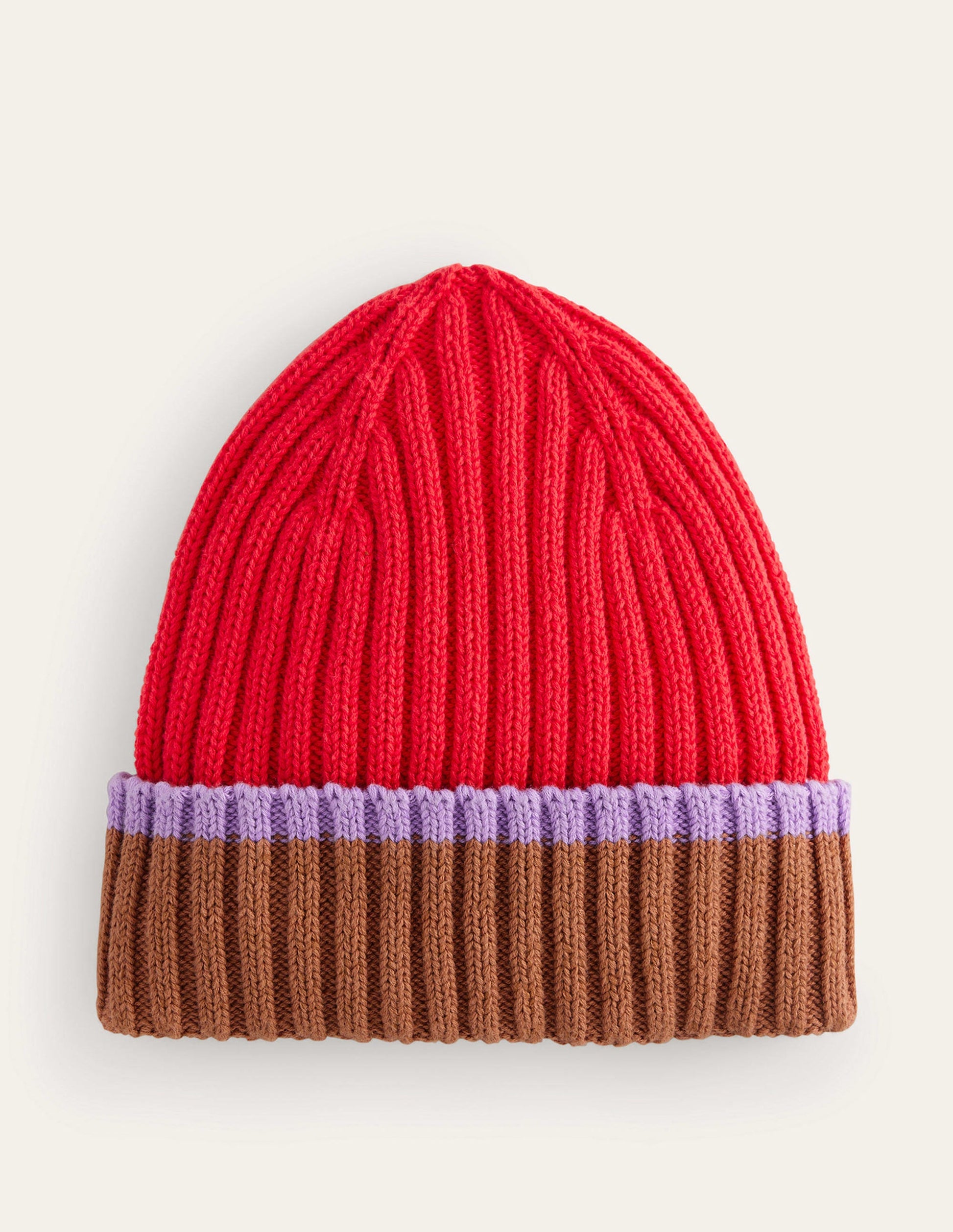 Colour Block Beanie-Jam Red-1