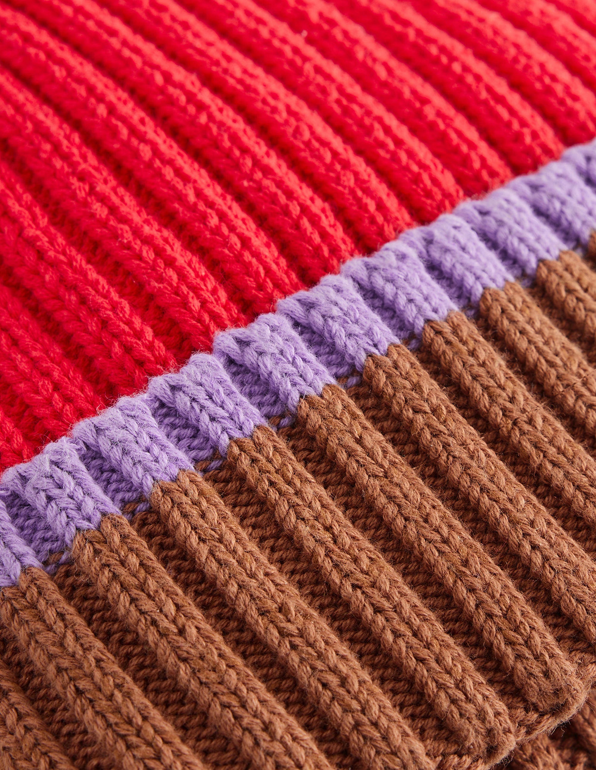 Colour Block Beanie-Jam Red - Image 2