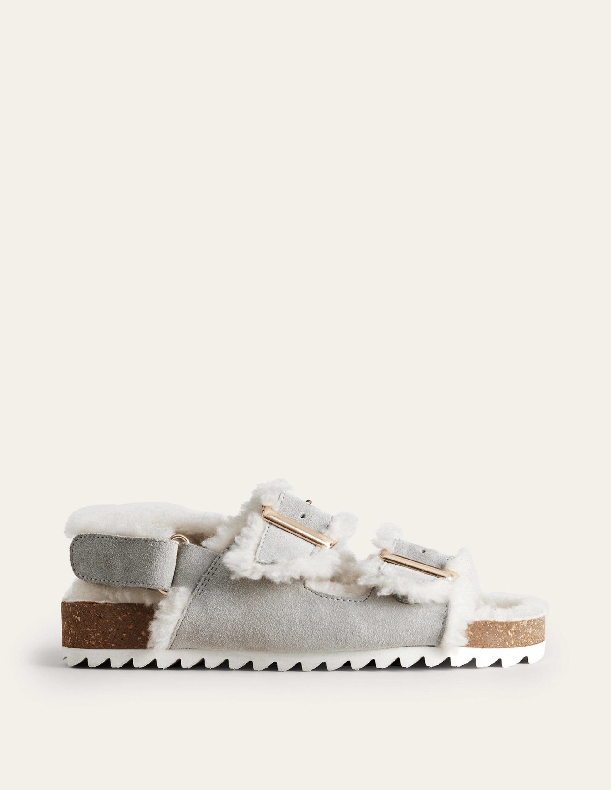 Cosy Suede Buckle Sandals-Taupe-1