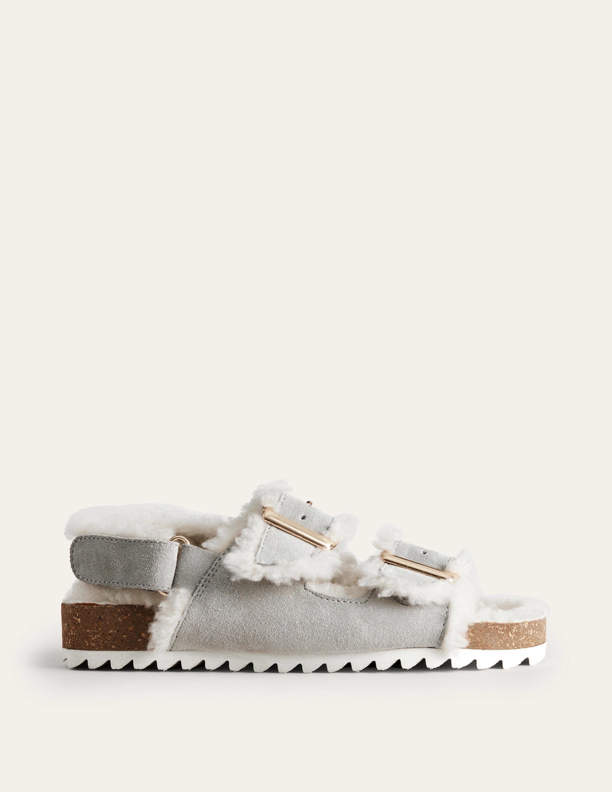 Cosy Suede Buckle Sandals-Taupe - Image 1