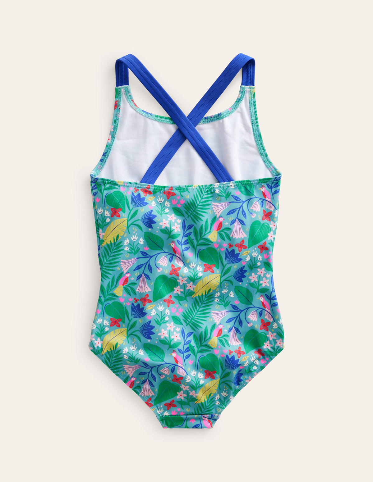 Cross-back Printed Swimsuit-Multi Parrot Vine - Image 2