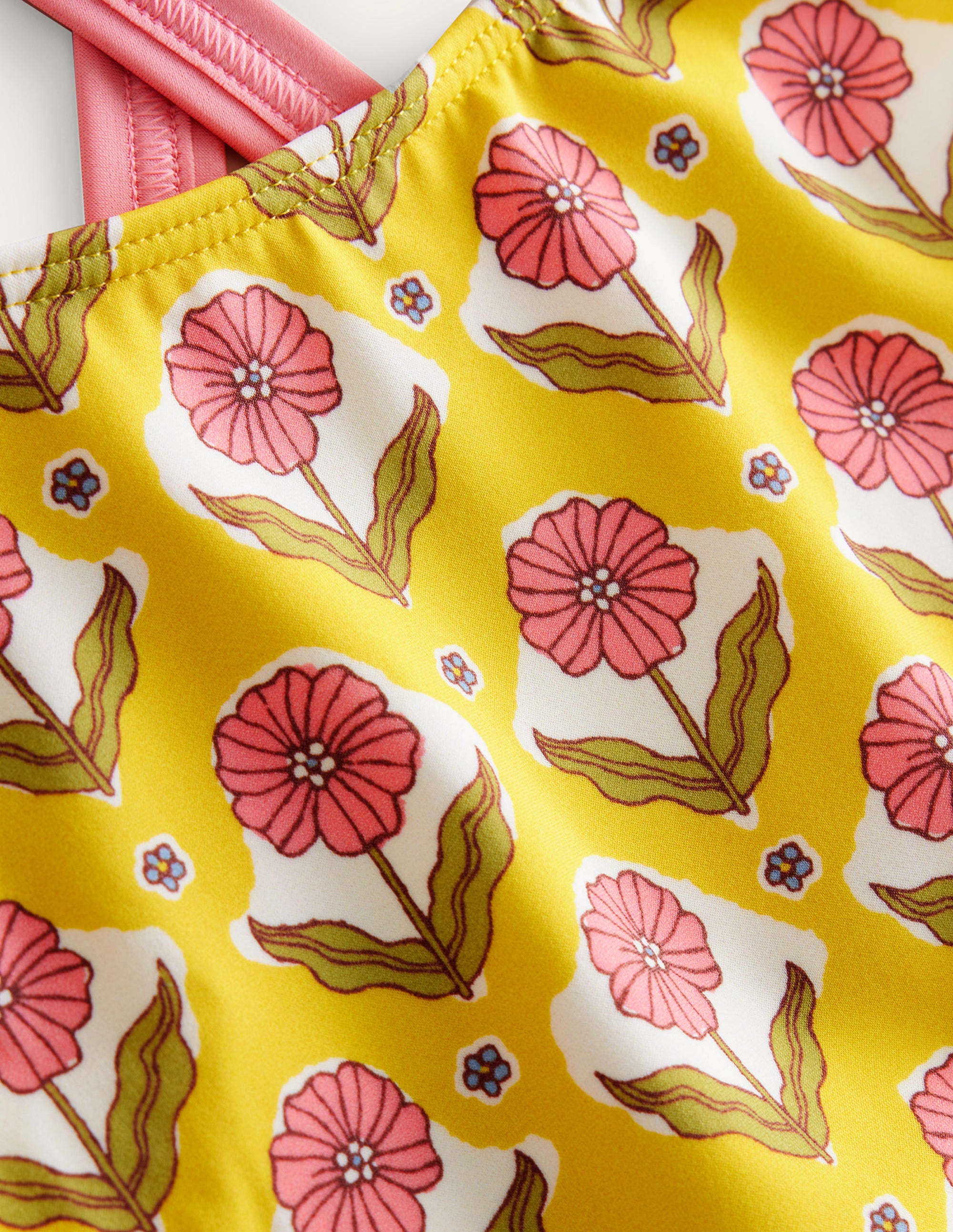 Cross-back Printed Swimsuit-Sweetcorn Woodblock Flower - Image 3