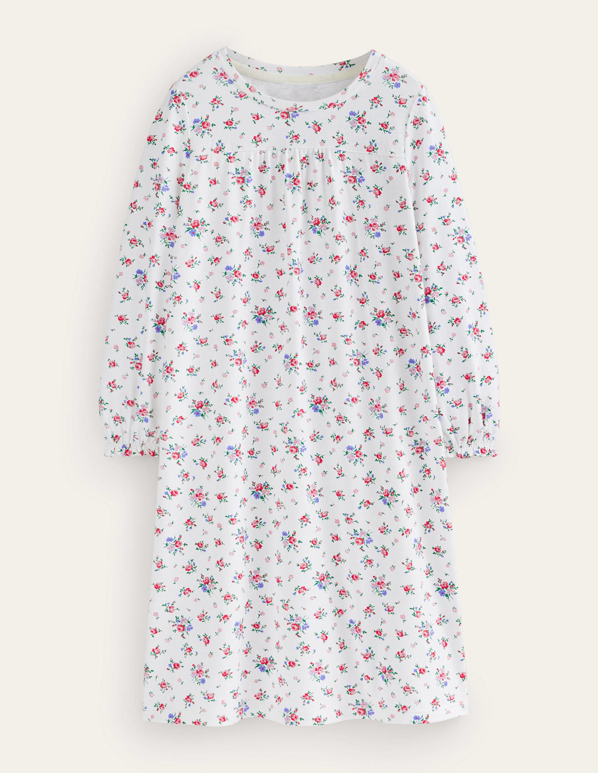 Printed Long-sleeved Nightie-Ivory Bouquet - Image 1