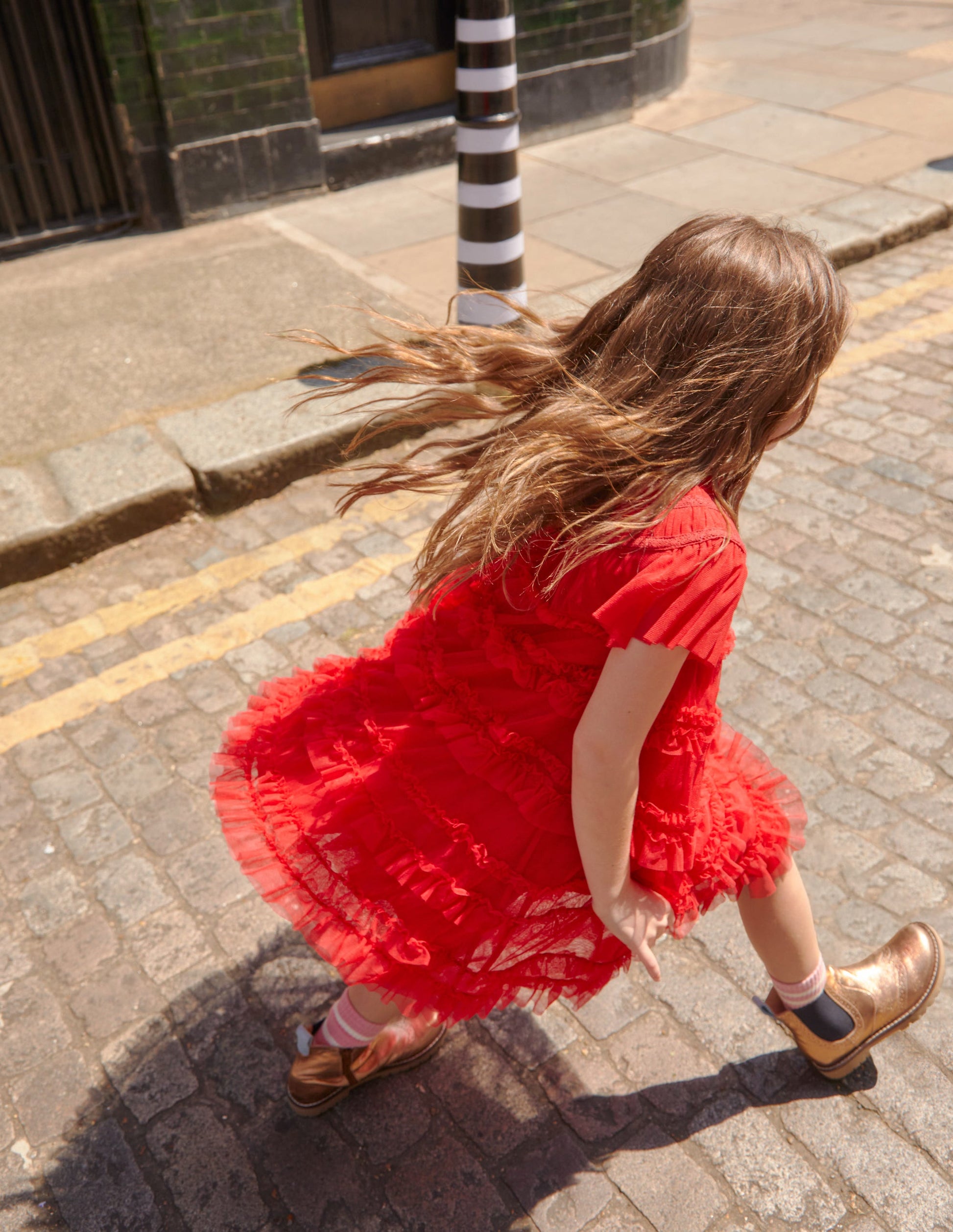 Tulle Tiered Dress-Royal Red-5