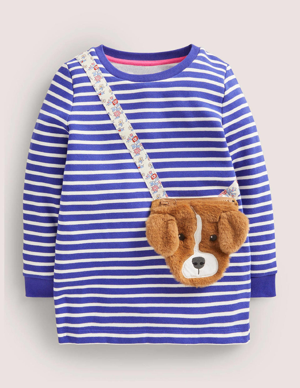 Appliqué Pocket Tunic-Bluing Blue/Ivory Dog-1