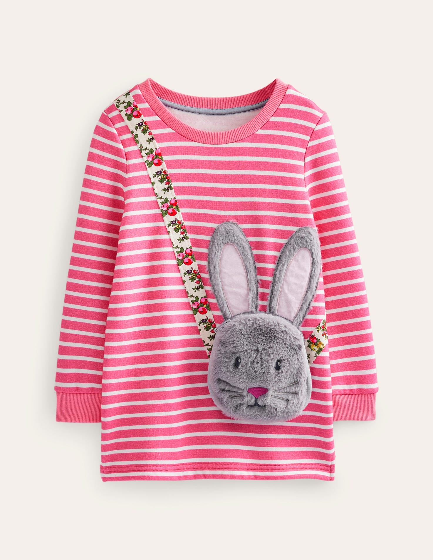 Appliqué Pocket Tunic-Cosmos Pink/Ivory Stripe-1