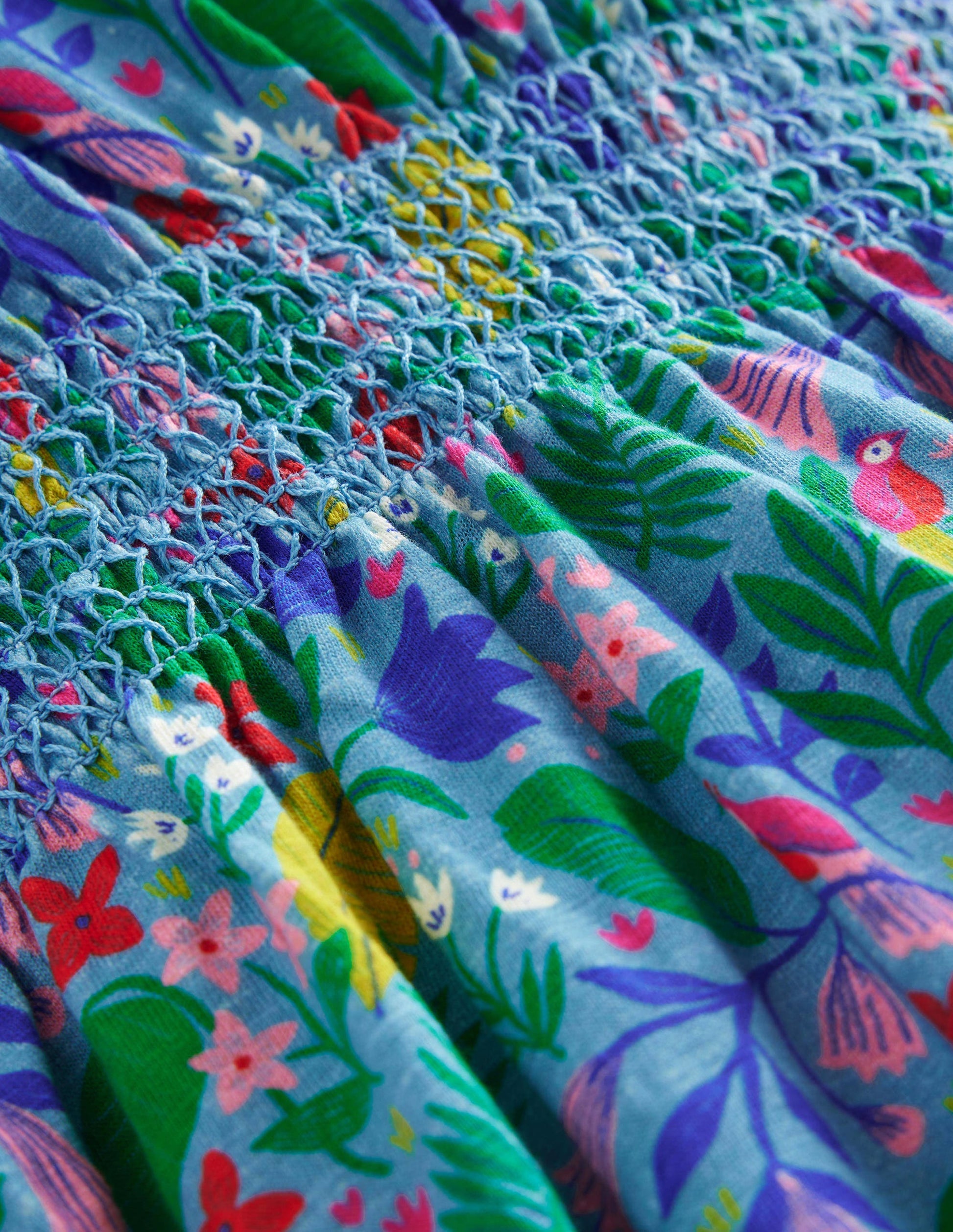 Printed Holiday Dress-Multi Parrot Vine-3