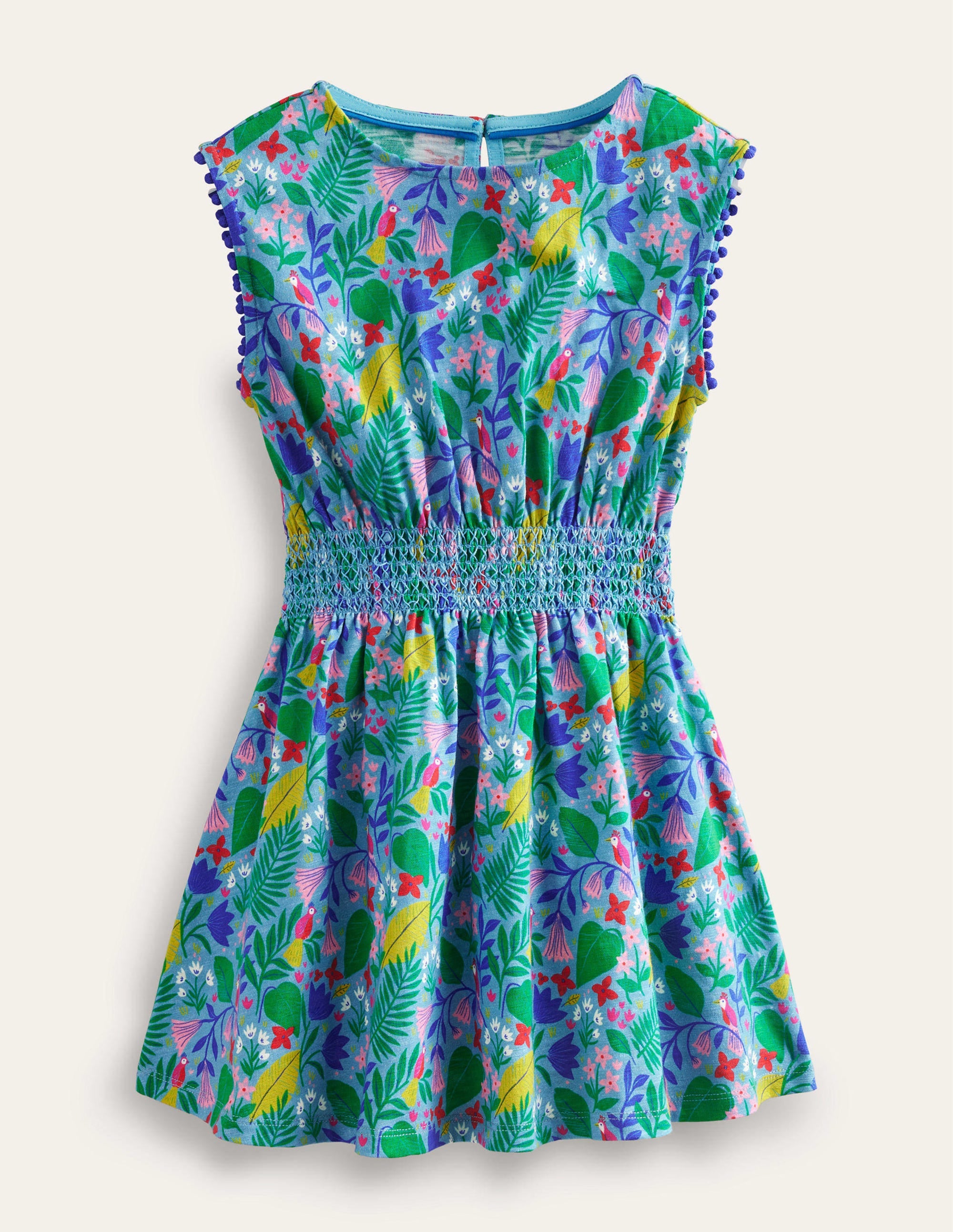 Printed Holiday Dress-Multi Parrot Vine - Image 1