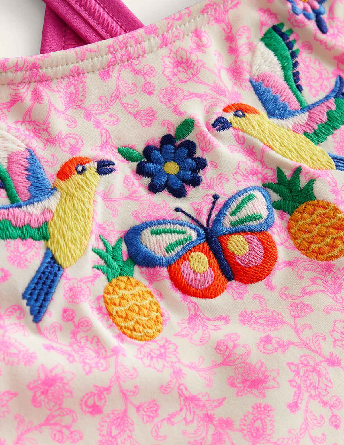 Embroidered Swimsuit-Festival Pink Summer Vine - Image 3