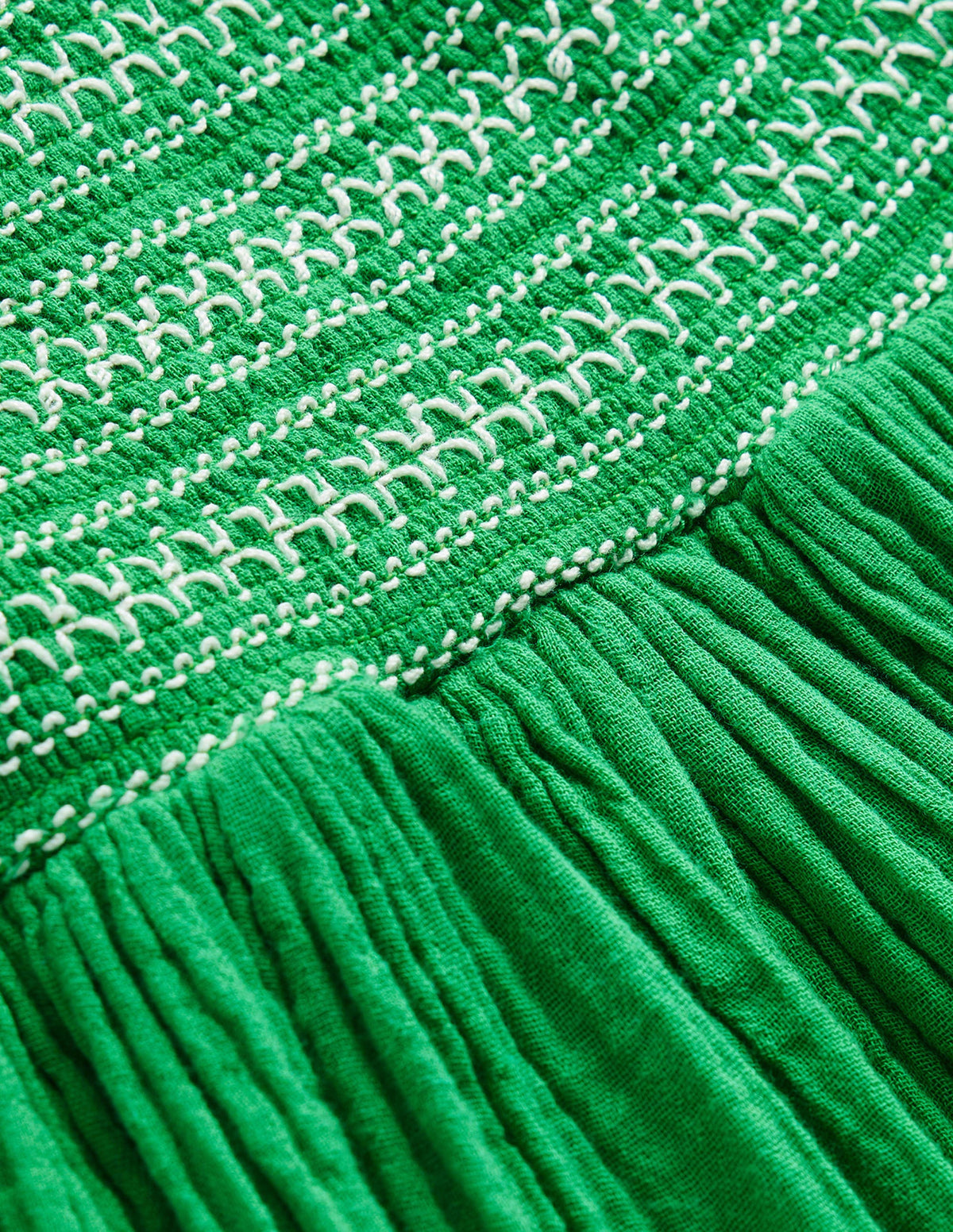 Smocked Bodice Woven Dress-School Green Daisies-3