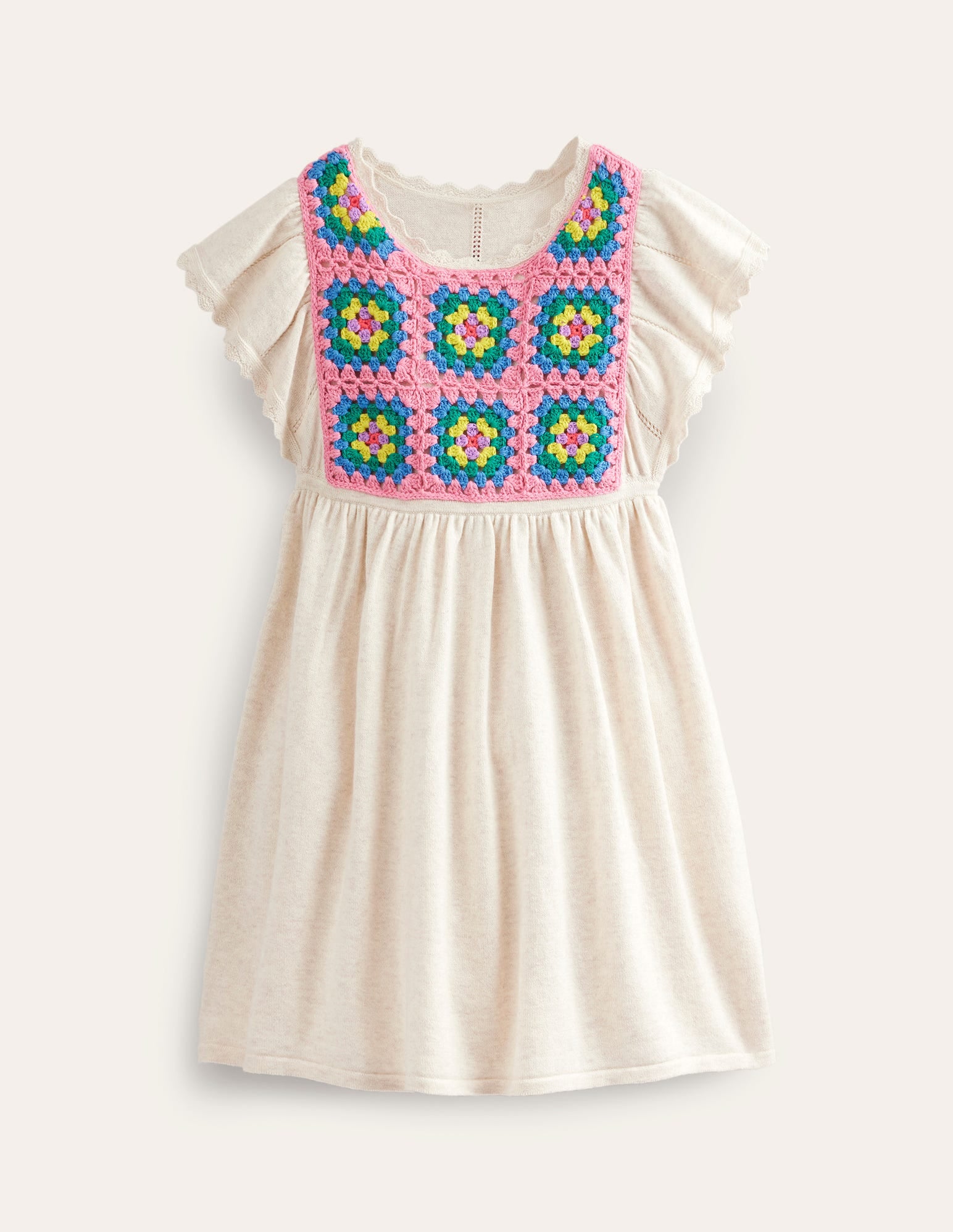 Textured Crochet Dress-Ecru Marl-1