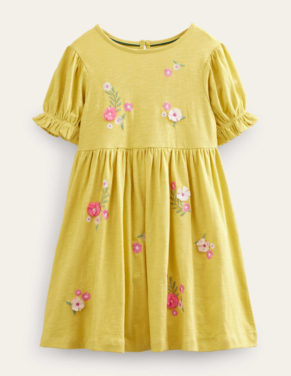 Embroidered Jersey Dress-Buttercup Yellow-1