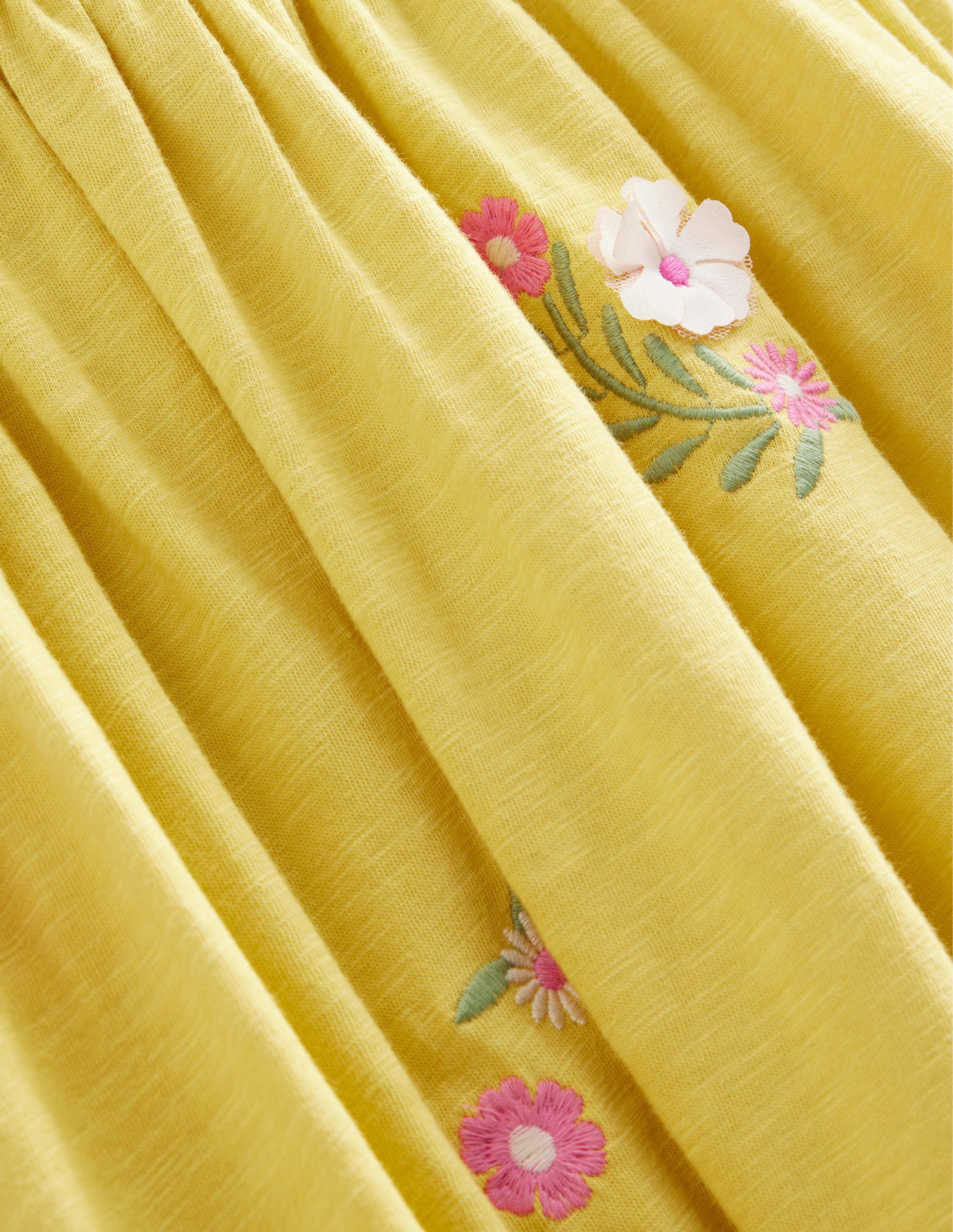 Embroidered Jersey Dress-Buttercup Yellow - Image 3