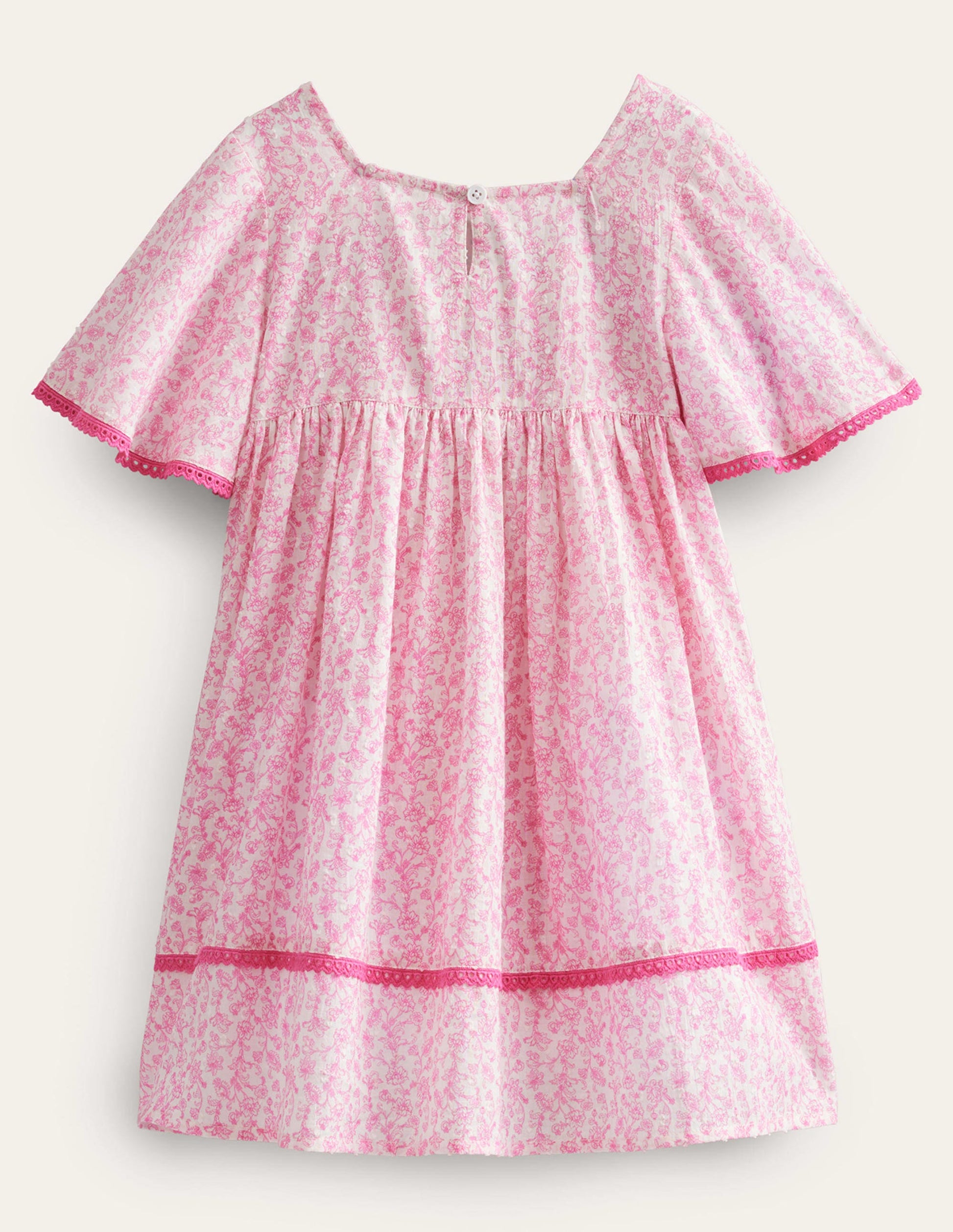 Embroidered Floaty Dress-Festival Pink Summer Vine-2