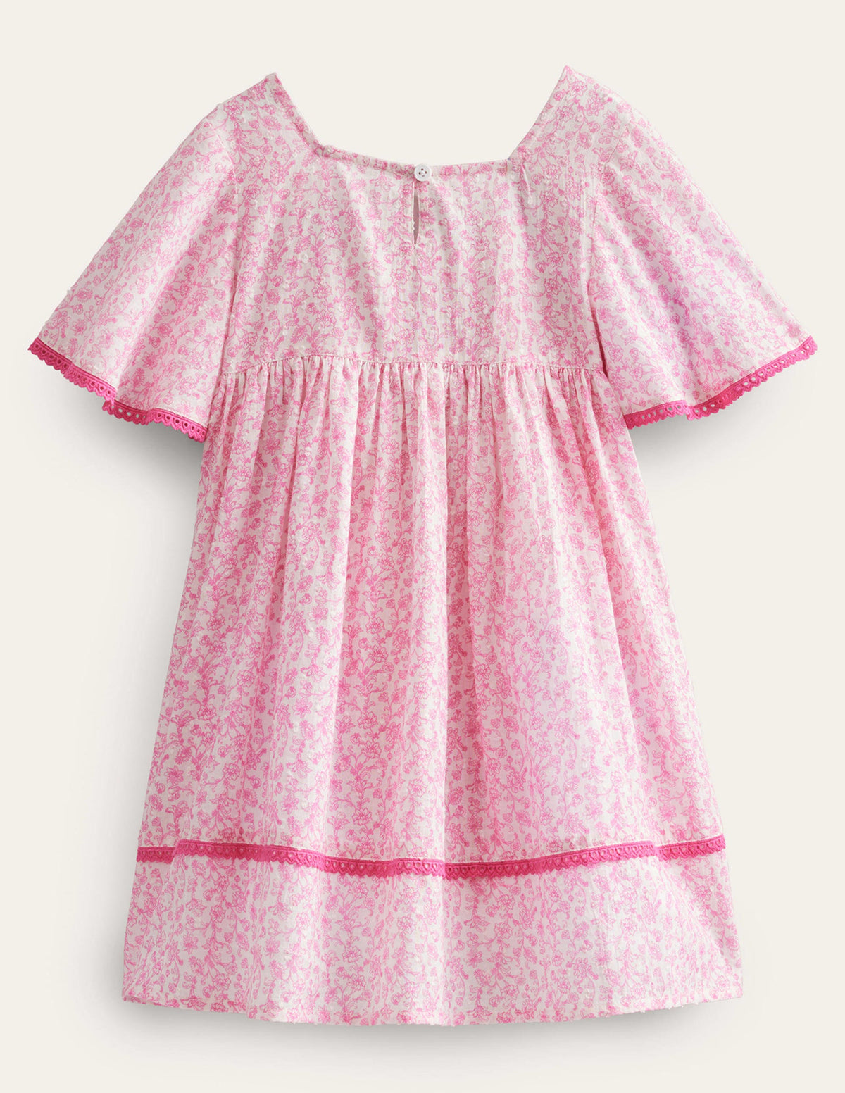 Embroidered Floaty Dress-Festival Pink Summer Vine - Image 2