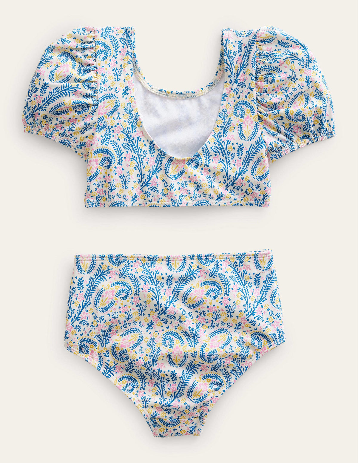 Puff Sleeve Bikini-Ivory Paisley - Image 2