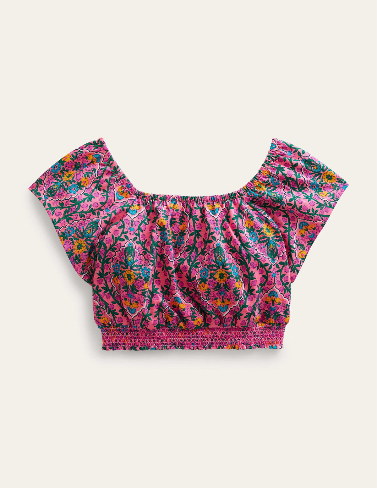 Square Neck Crop Top-Azalea Woodblock Vine - Image 1
