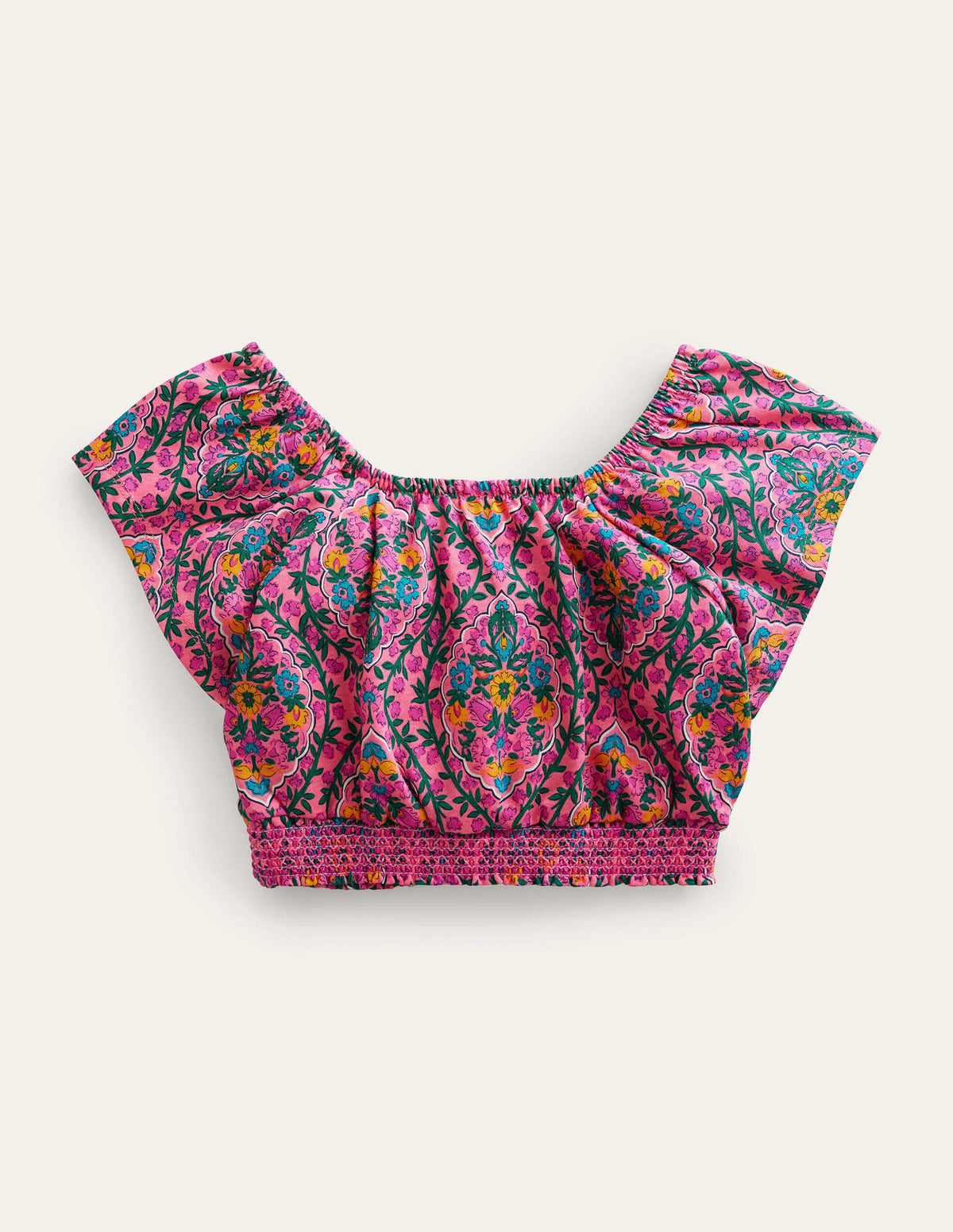 Square Neck Crop Top-Azalea Woodblock Vine-2