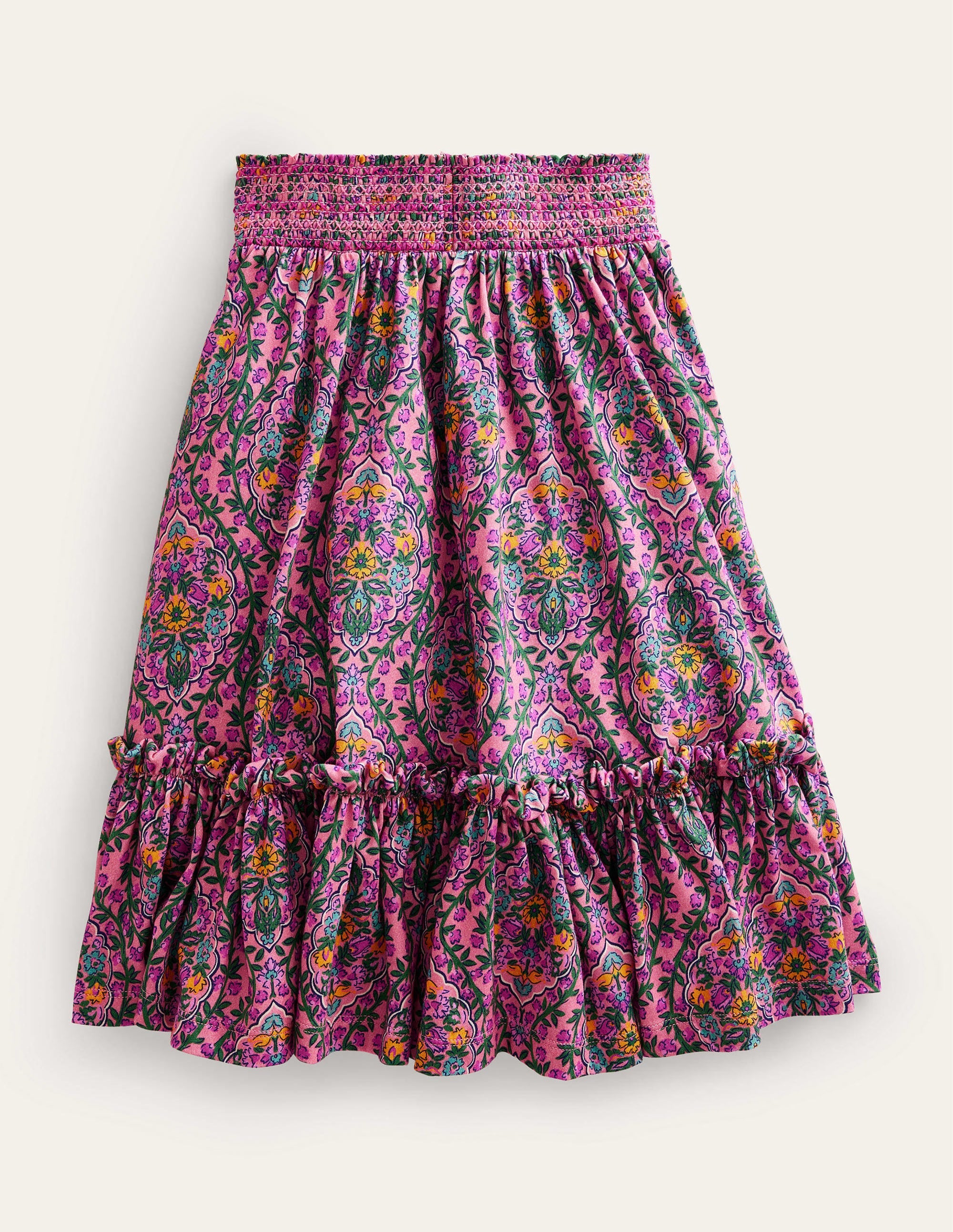 Printed Jersey Midi Skirt-Azalea Woodblock Vine - Image 2