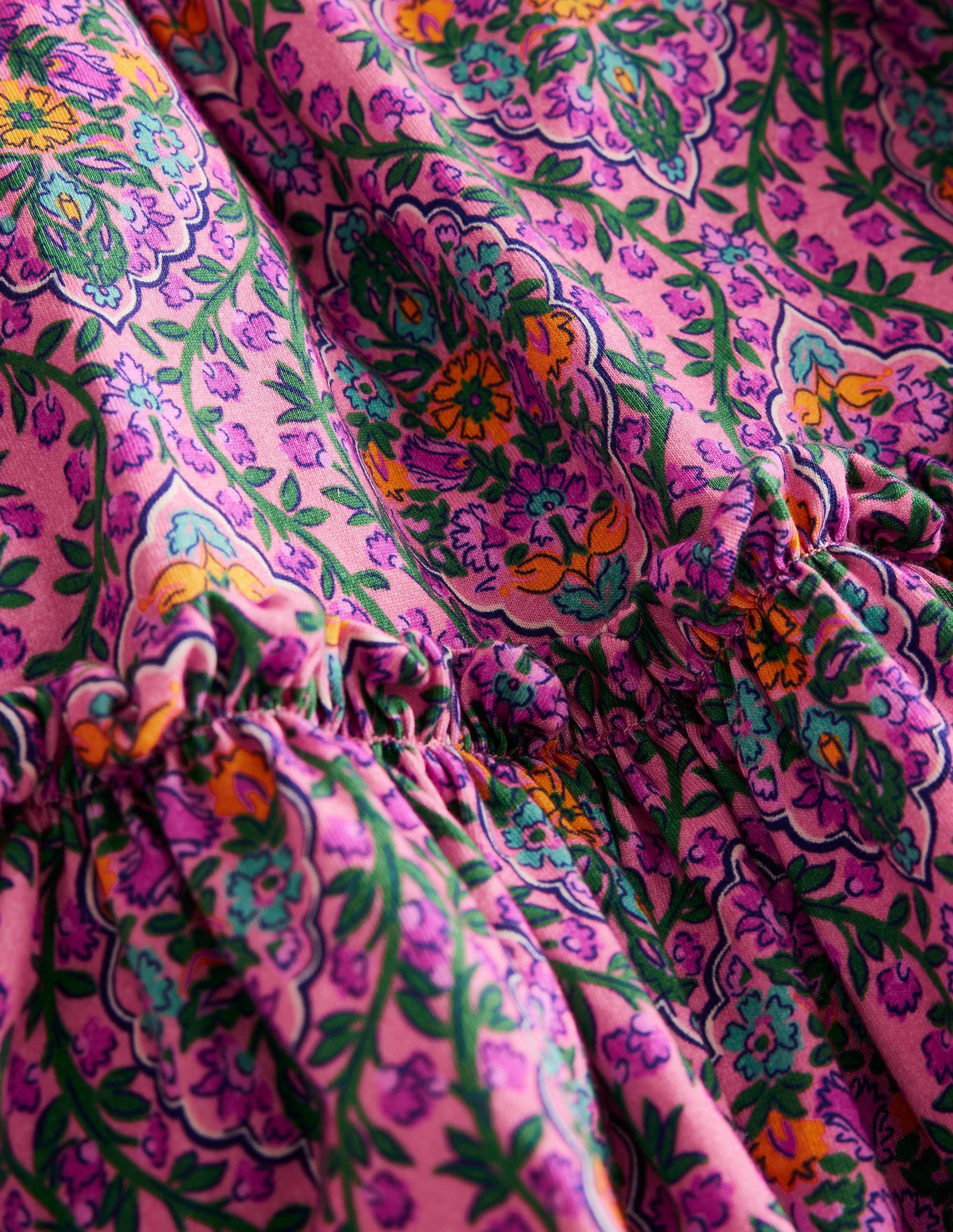 Printed Jersey Midi Skirt-Azalea Woodblock Vine - Image 3