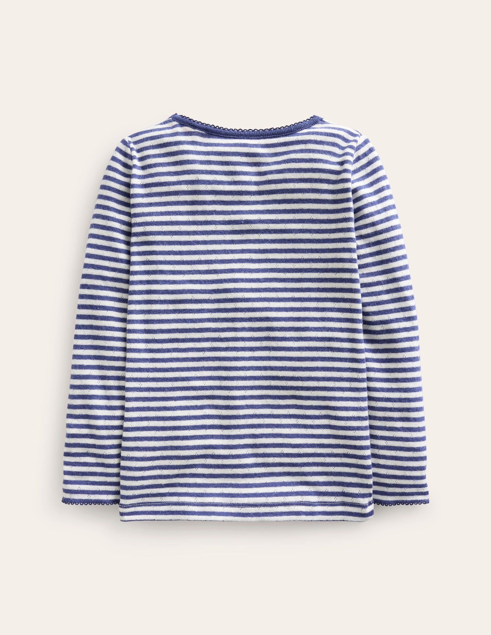 Long Sleeve Pointelle Top-Starboard Blue/Ivory-2