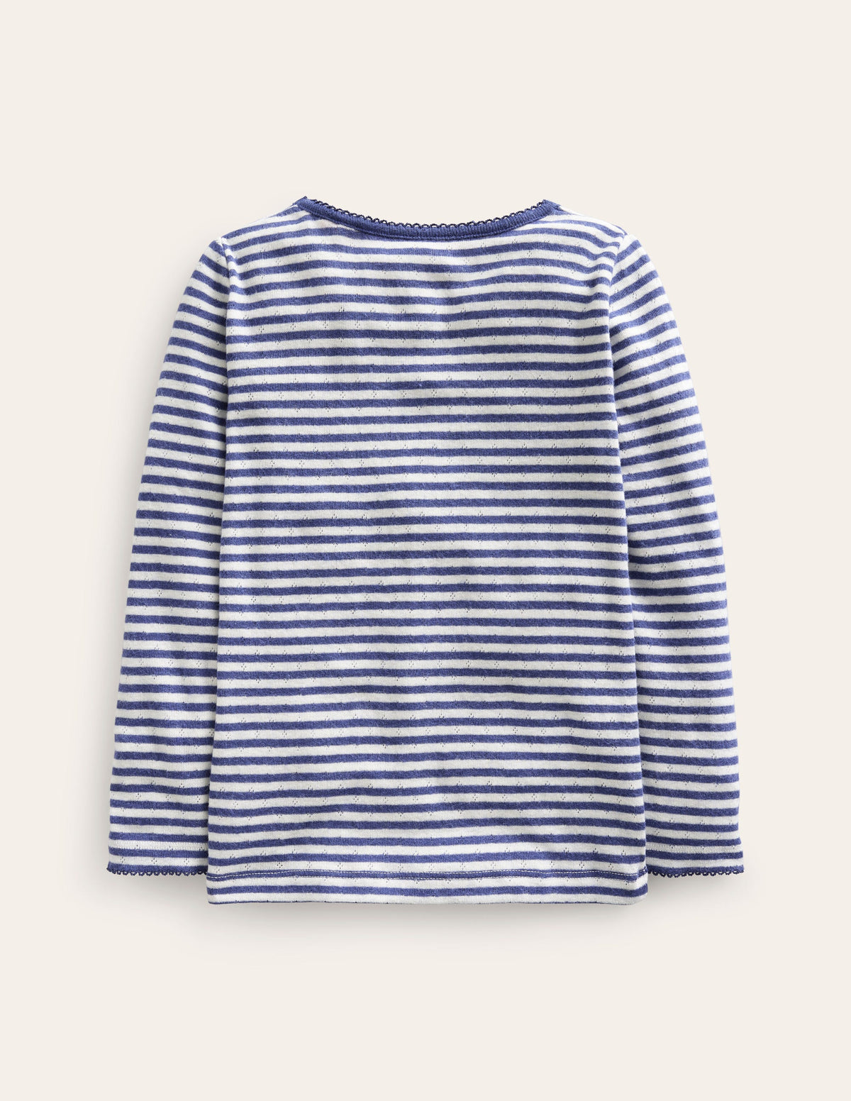 Long Sleeve Pointelle Top-Starboard Blue/Ivory - Image 2