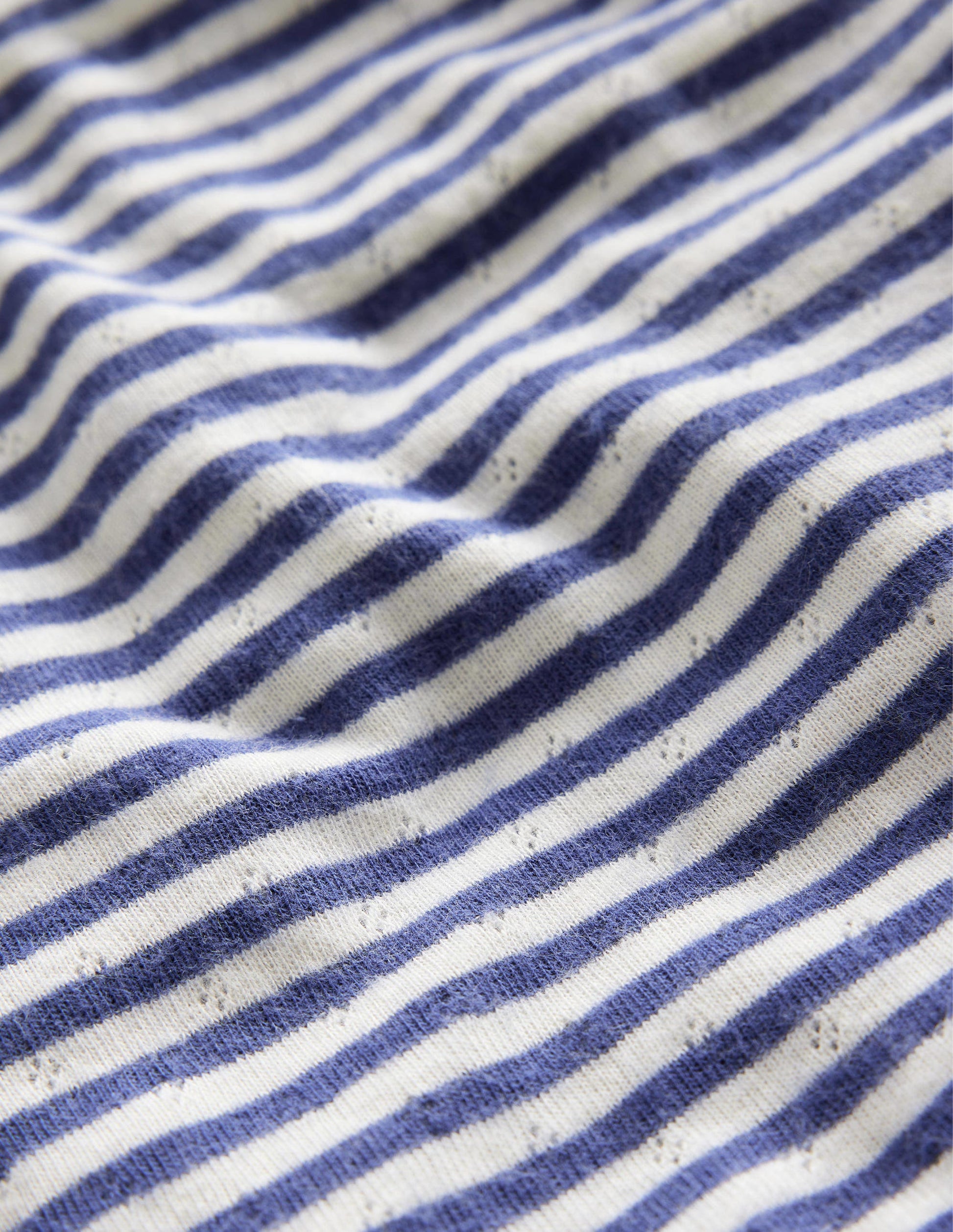 Long Sleeve Pointelle Top-Starboard Blue/Ivory-3