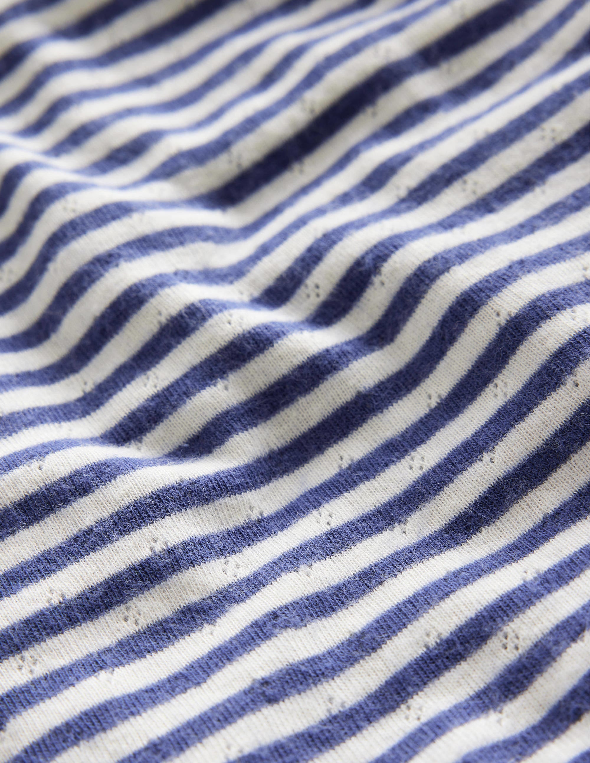 Long Sleeve Pointelle Top-Starboard Blue/Ivory - Image 3