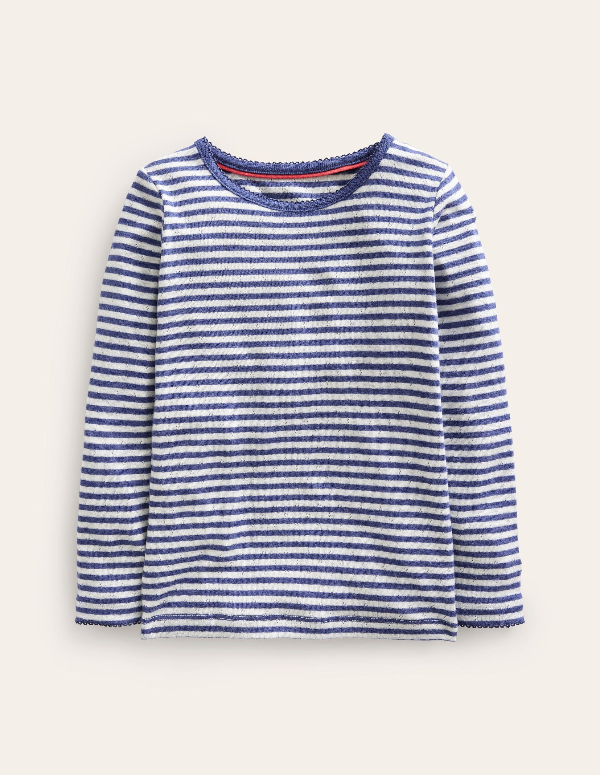 Long Sleeve Pointelle Top-Starboard Blue/Ivory-1