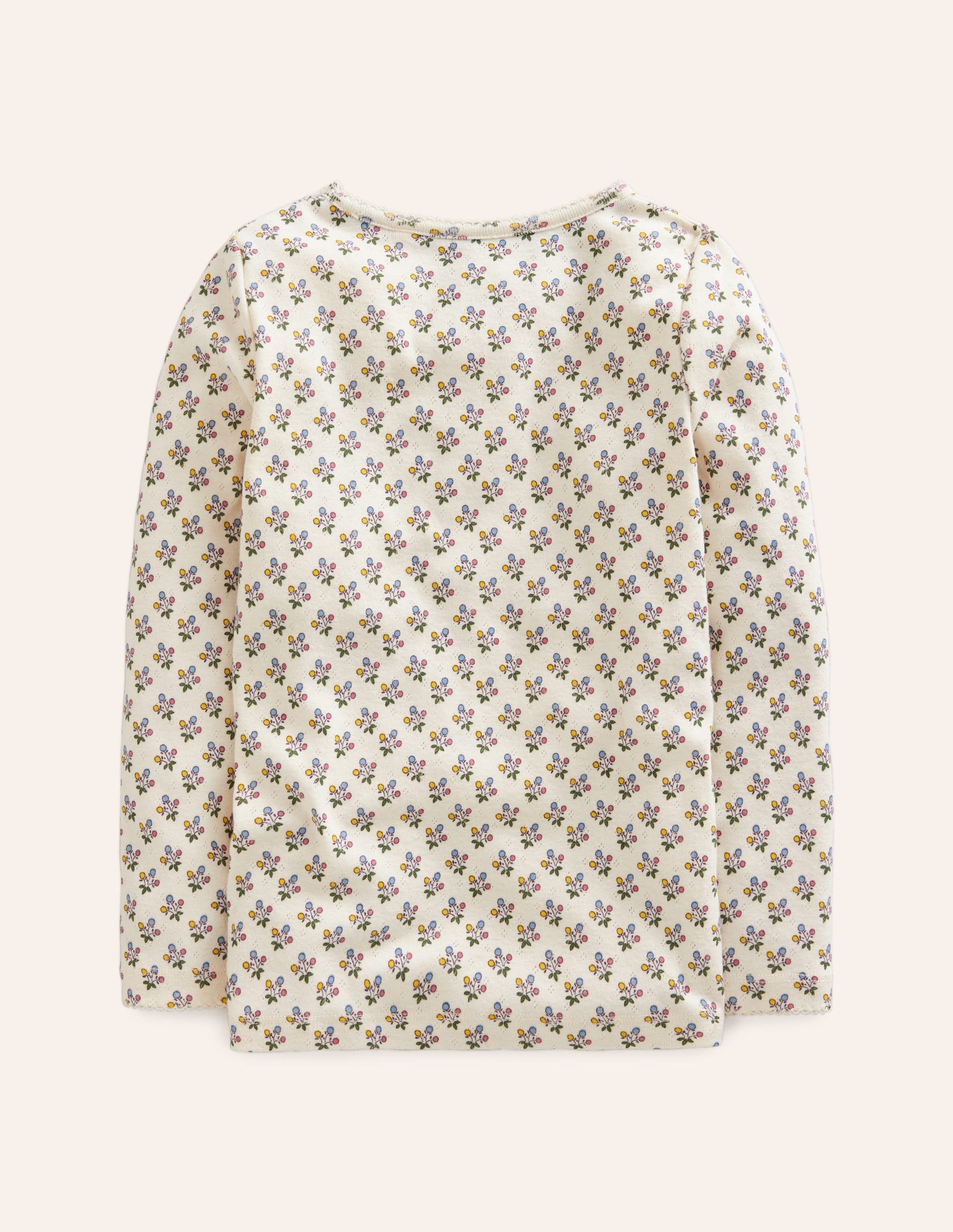 Long Sleeve Pointelle Top-Multi LIttle Stars-2