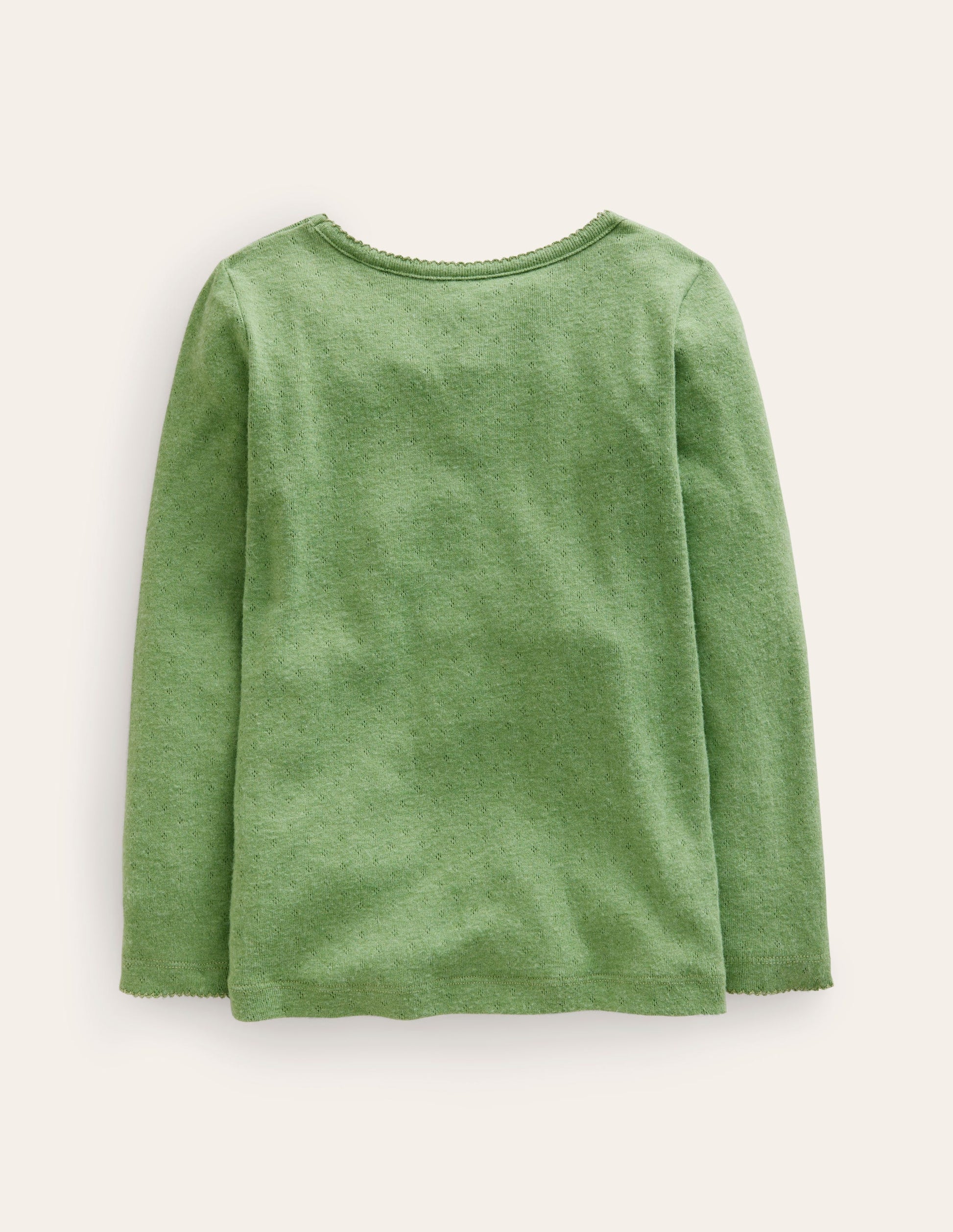 Long Sleeve Pointelle Top-English Ivy Green-2