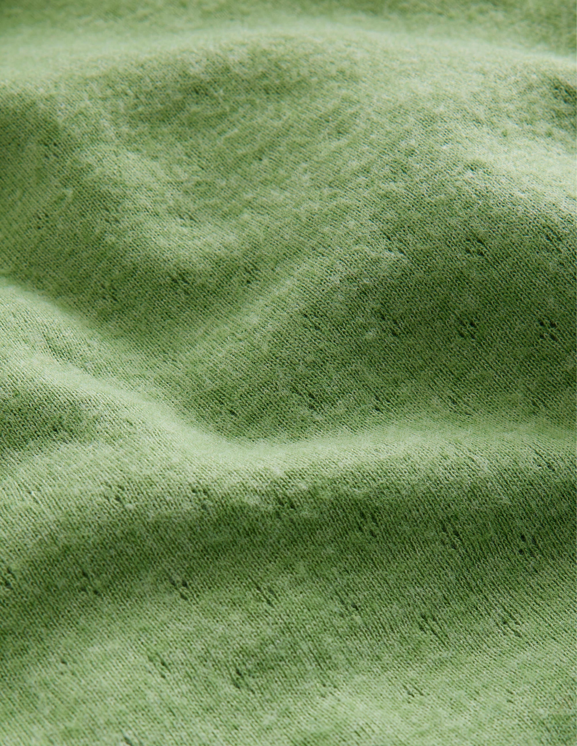 Long Sleeve Pointelle Top-English Ivy Green - Image 3