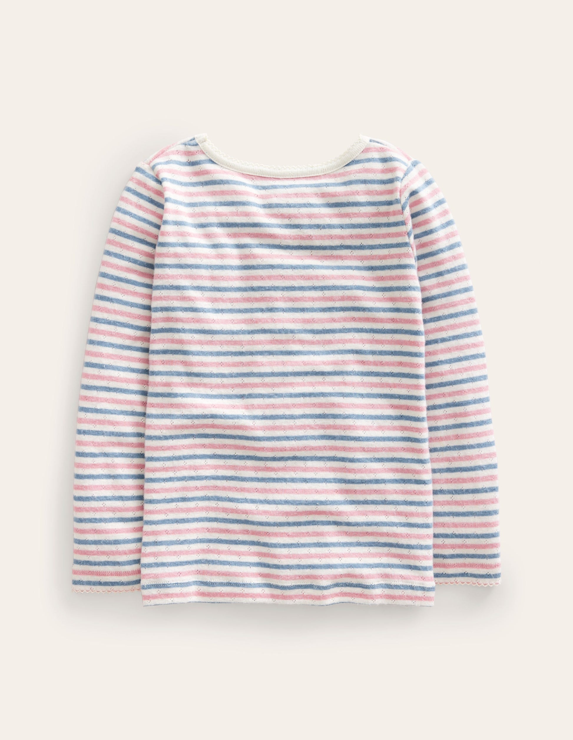 Long Sleeve Pointelle Top-Multi Stripe-2