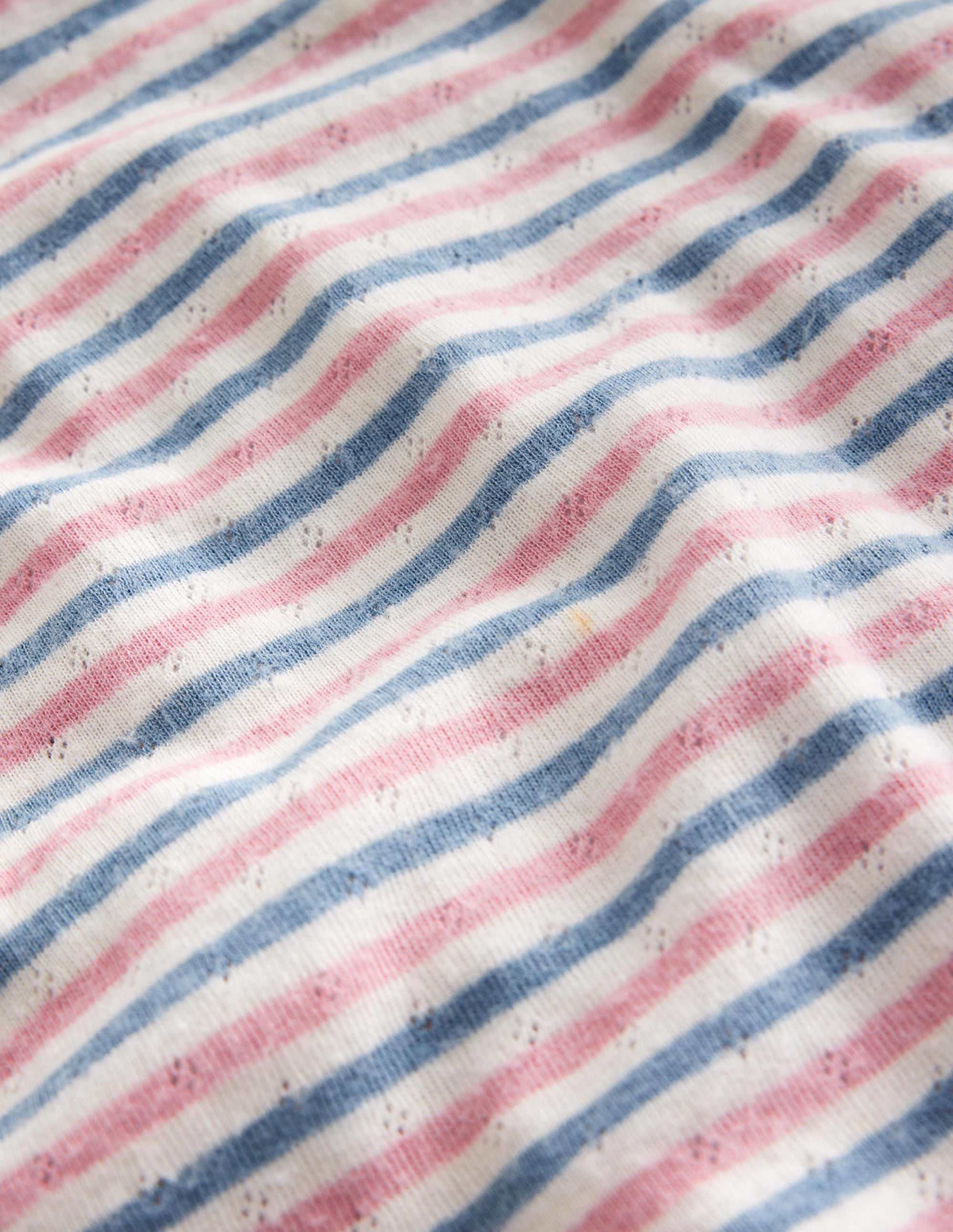 Long Sleeve Pointelle Top-Multi Stripe - Image 3