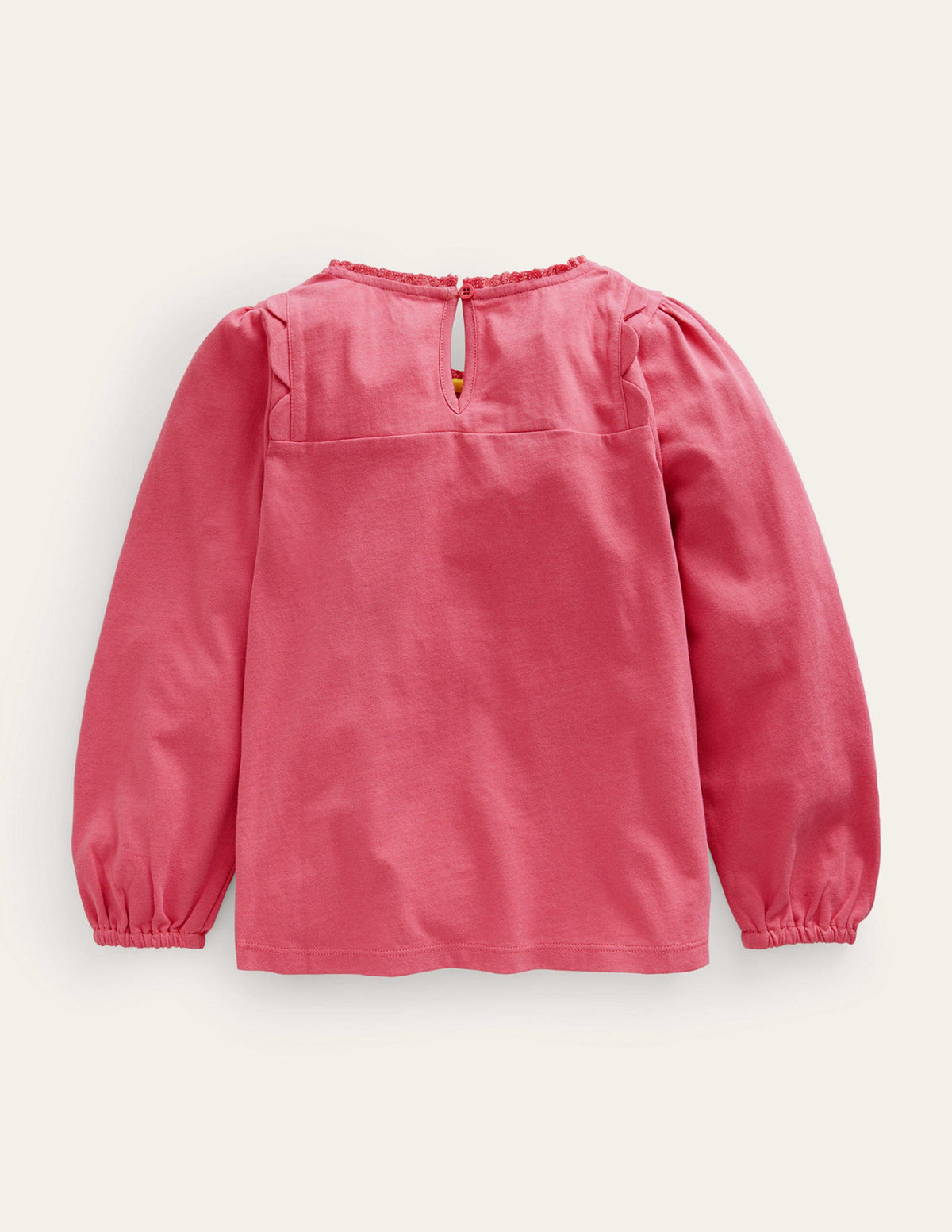 Scallop Detail Long Sleeve Top-Blush Pink - Image 2