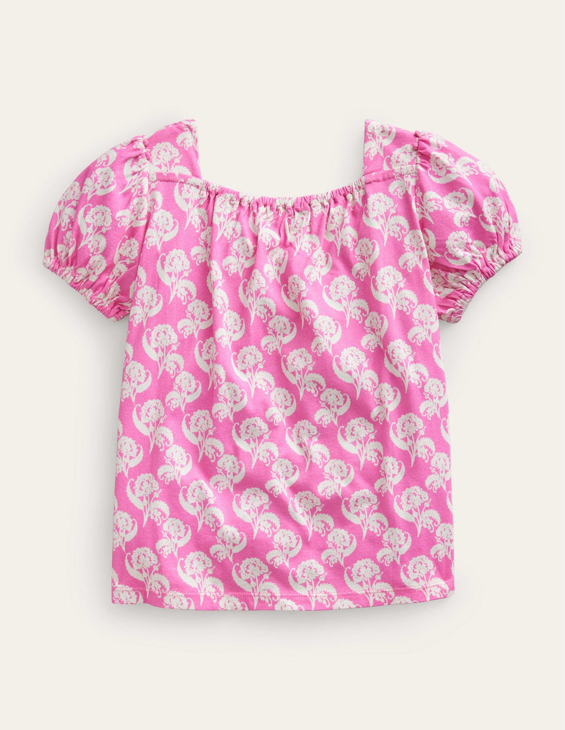 Printed Trim Top-Pink Floral-2