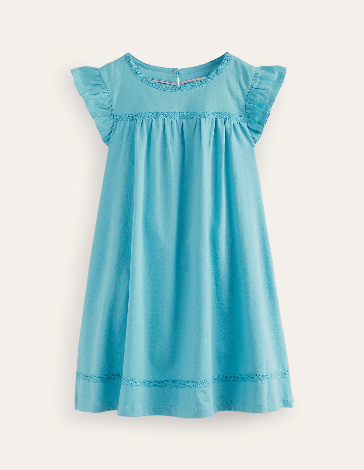Flutter Sleeve Jersey Dress-Delphinium Blue - Image 1