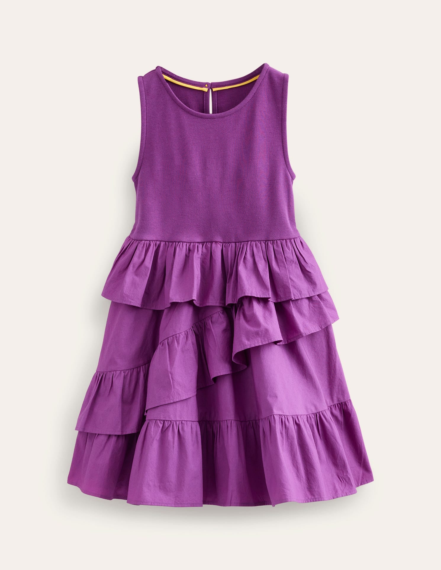 Ruffled Cotton Dress-Jewel Purple-1