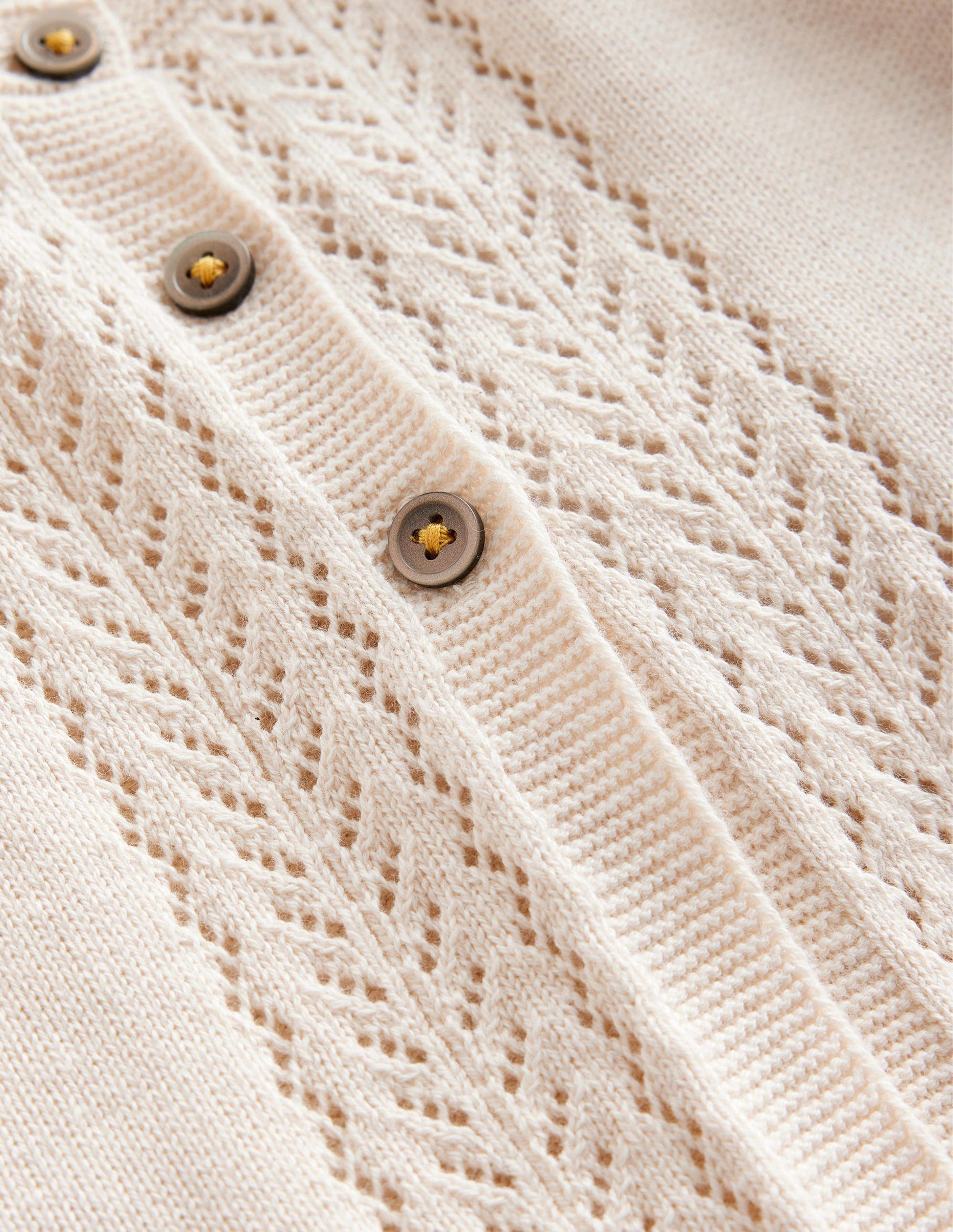 Pointelle Cotton Cardigan-Ecru-3