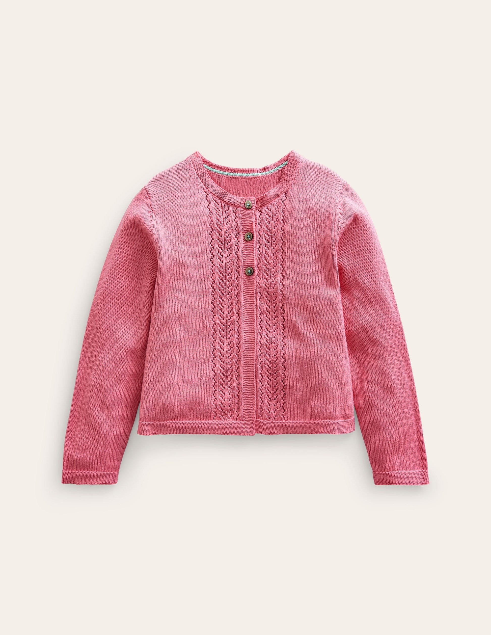 Pointelle Cotton Cardigan-Formica Pink-1