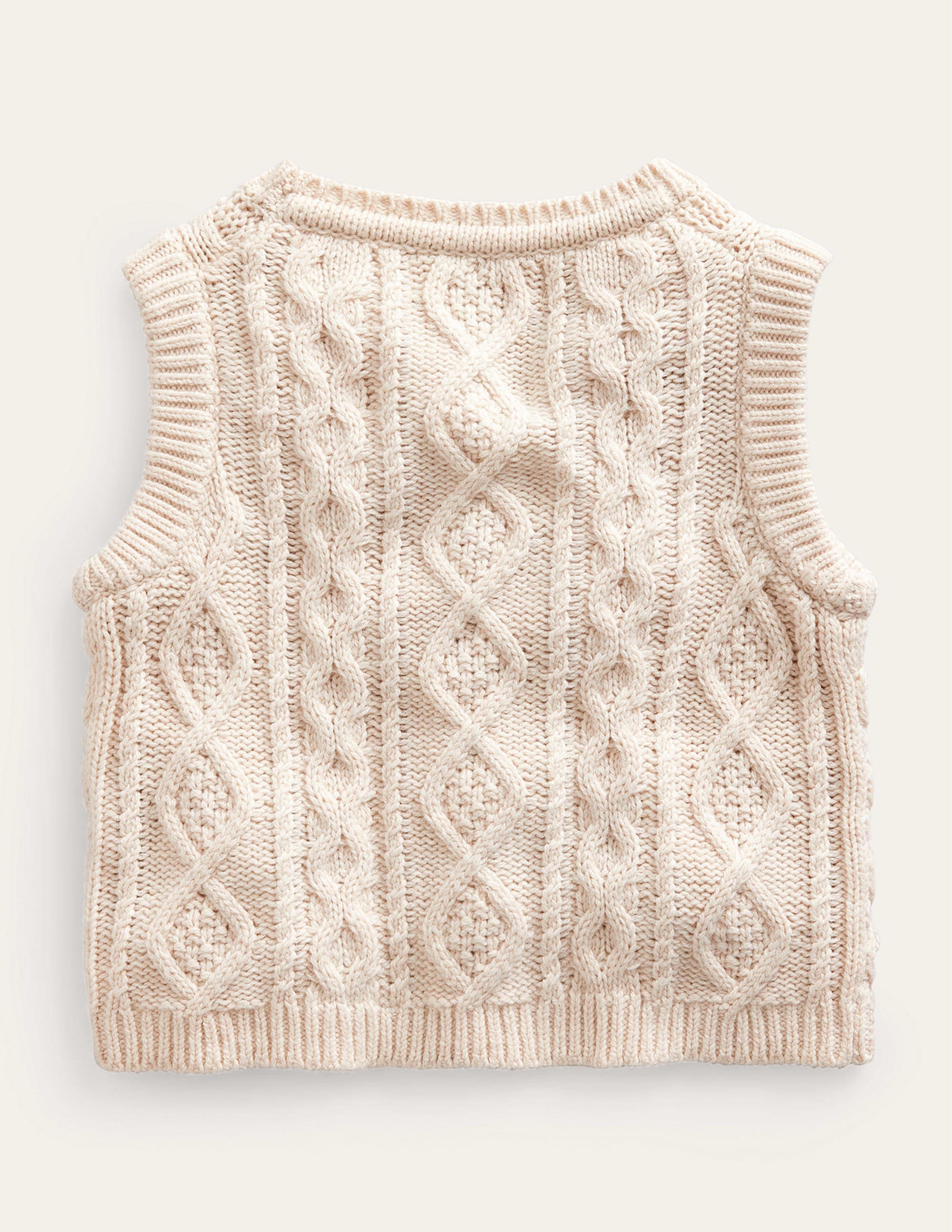 Cable Knitted Waistcoat-Ecru Marl - Image 2