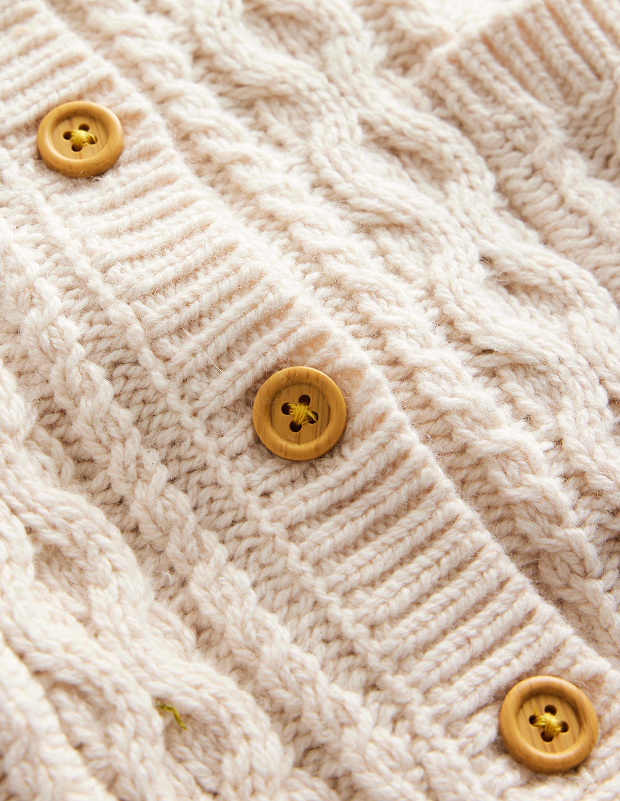 Cable Knitted Waistcoat-Ecru Marl - Image 3